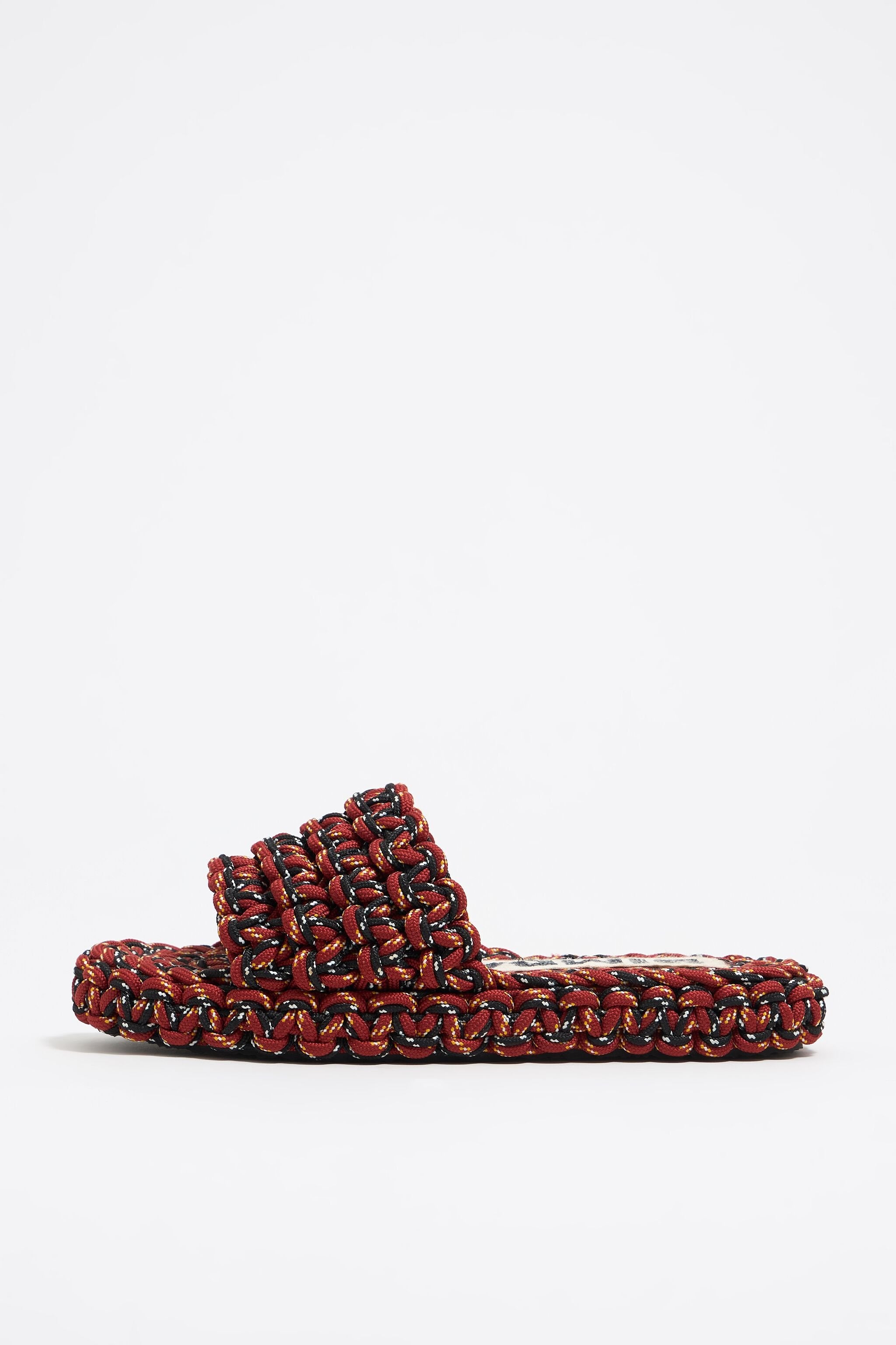 Red plaited rope flat sandal