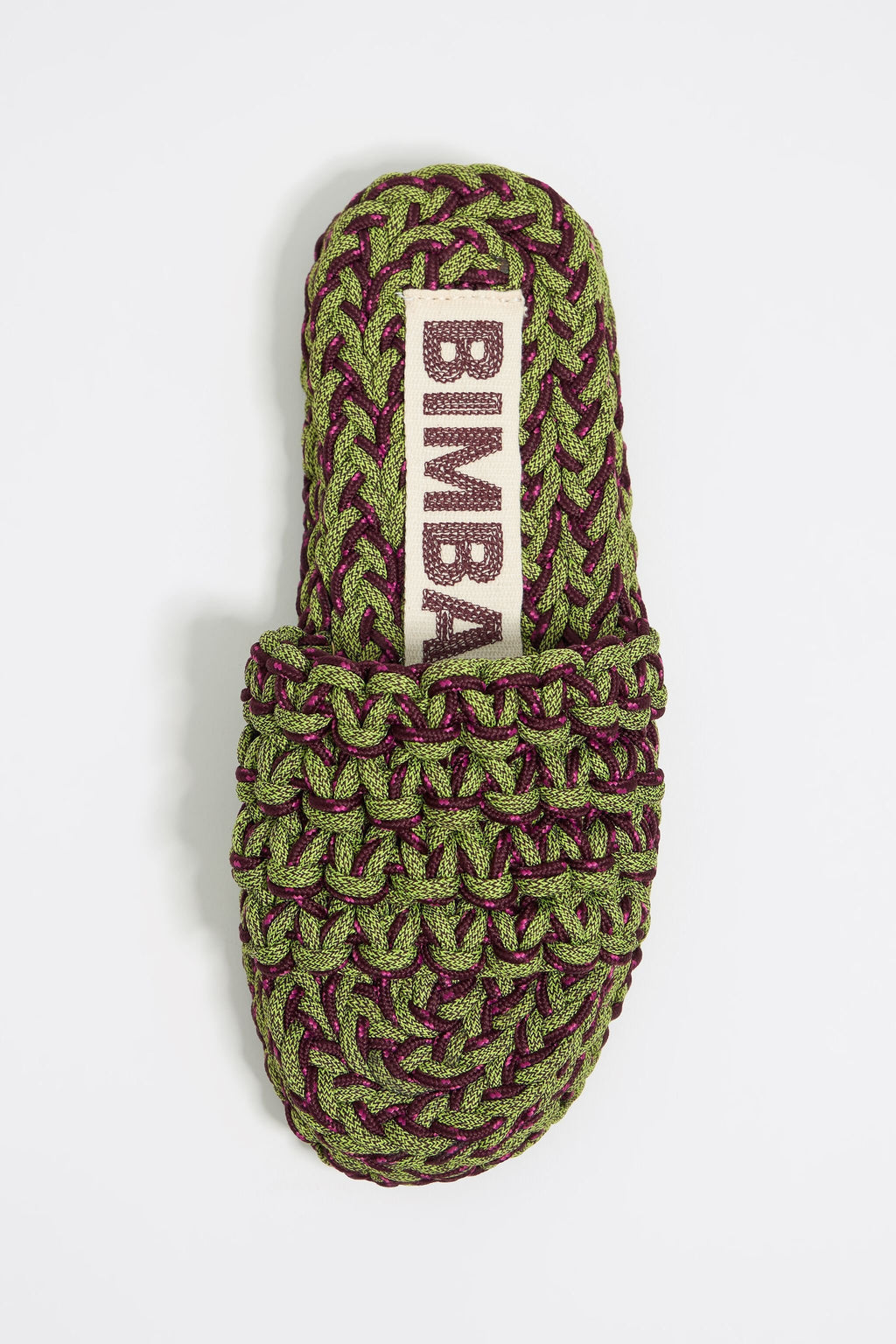 Green plaited rope platform sandal