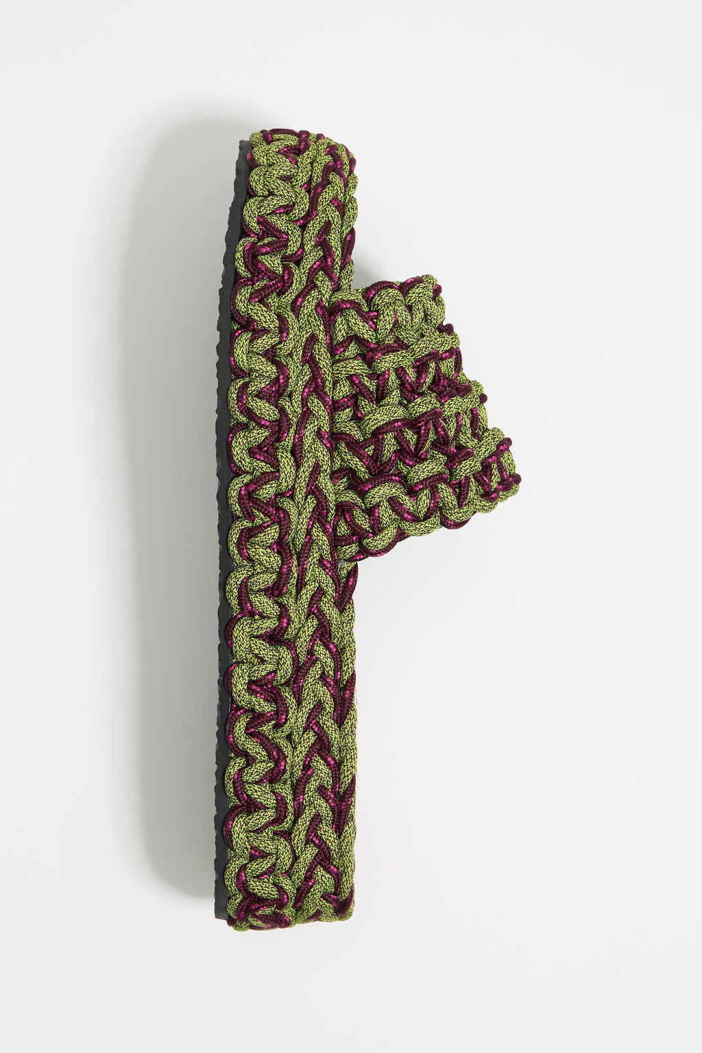 Green plaited rope platform sandal