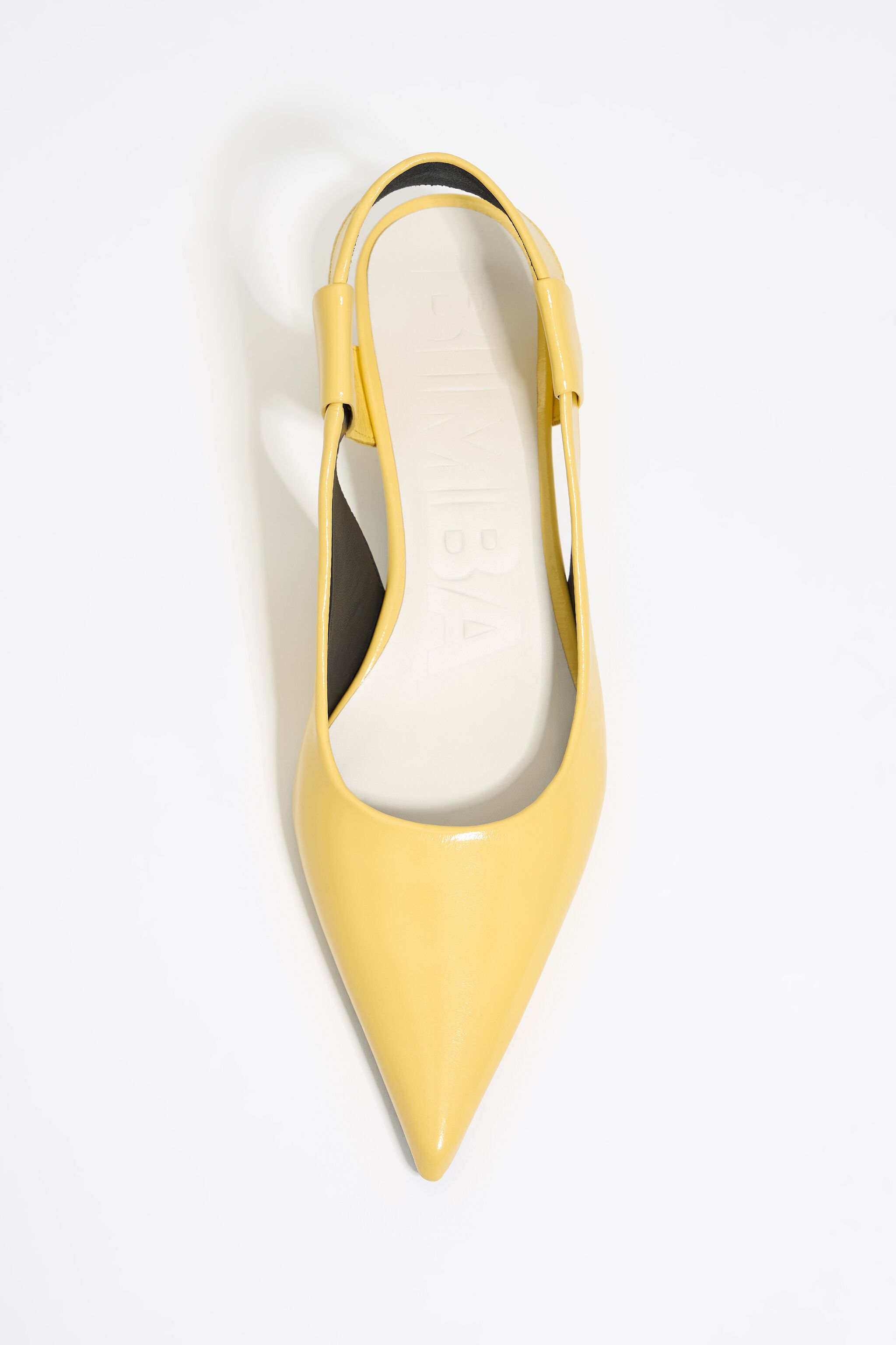 Yellow leather slingback court shoe
