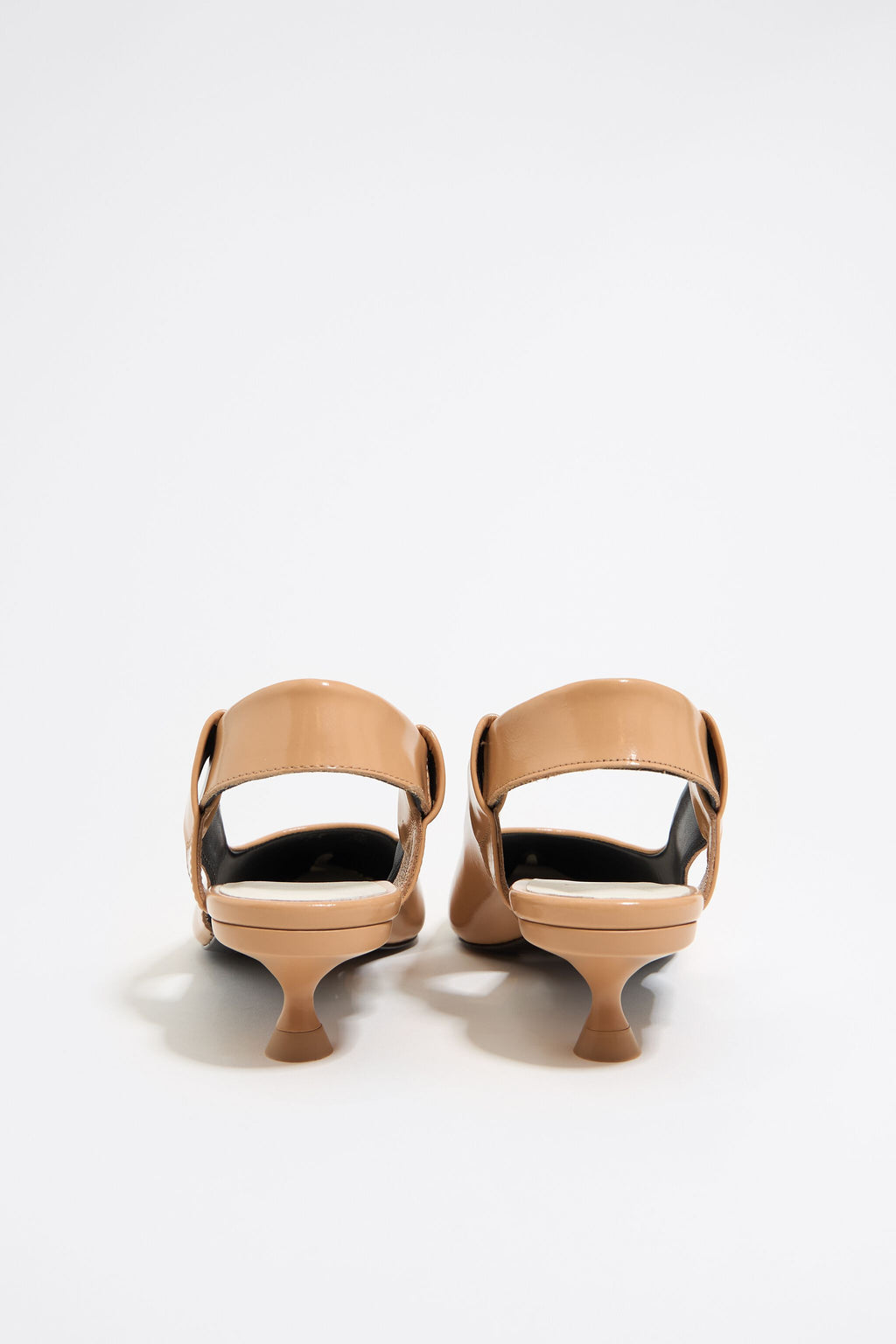 Almond leather slingback court shoe