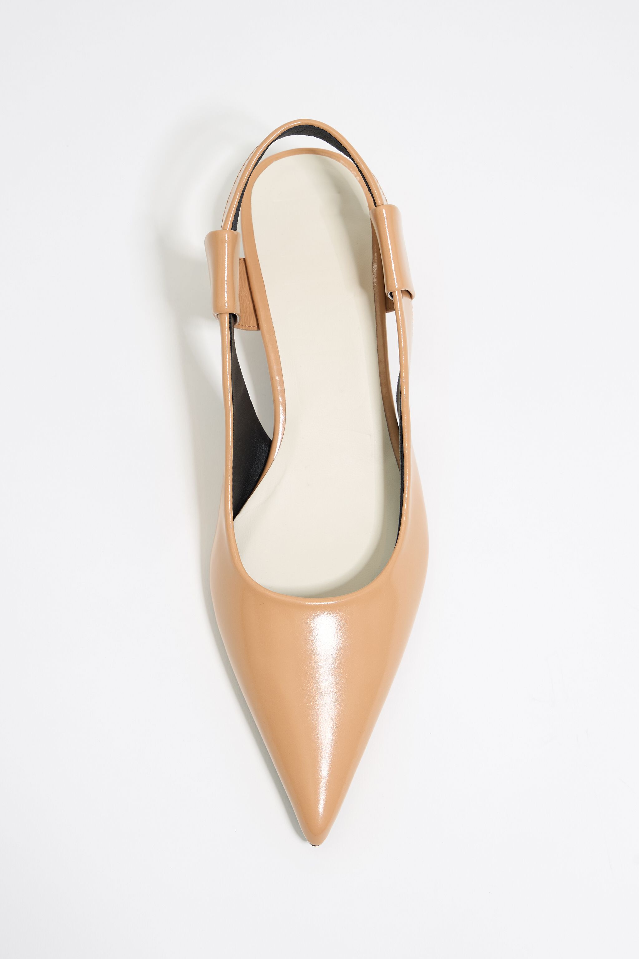 Almond leather slingback court shoe