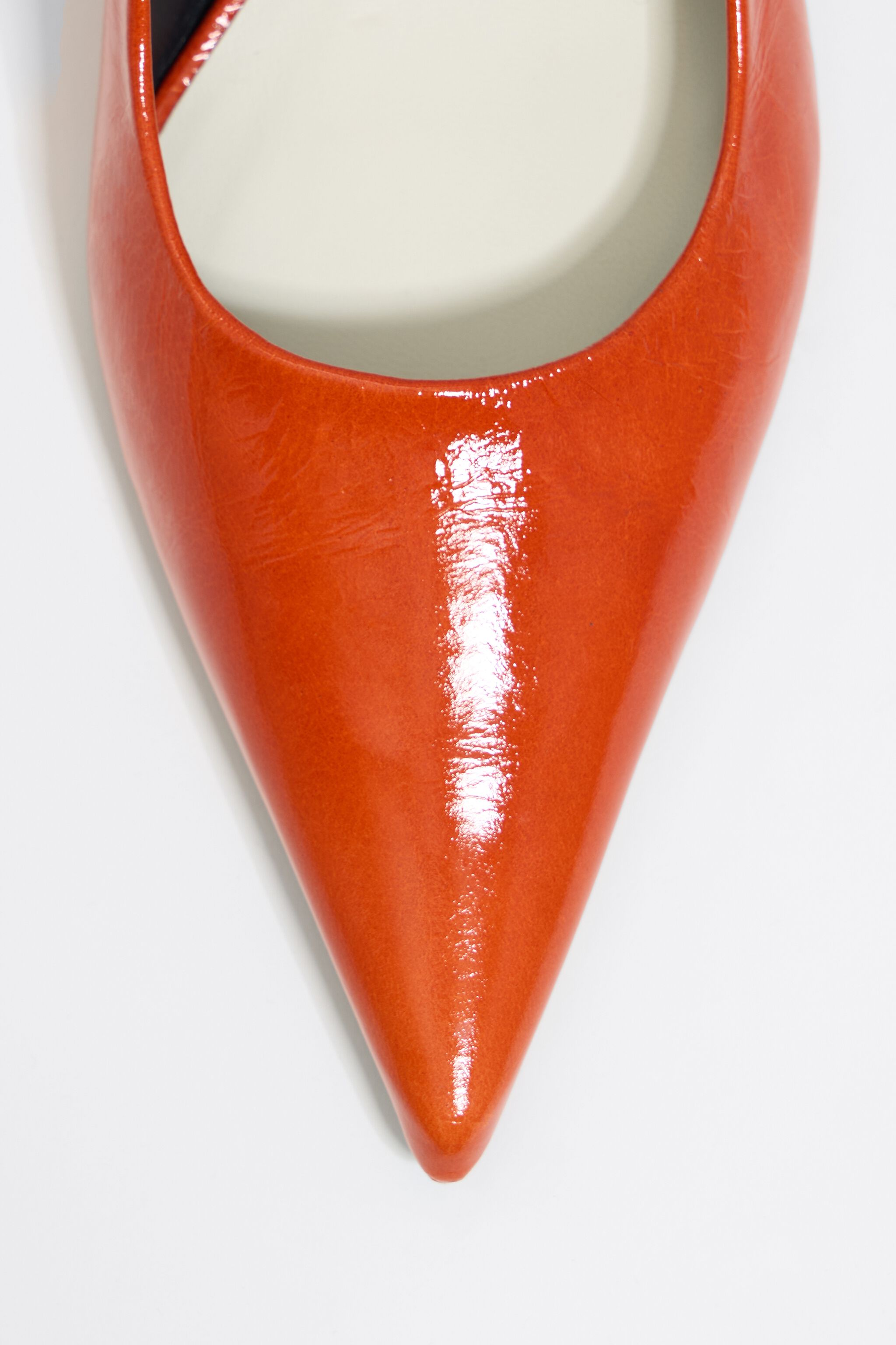 Orange leather slingback court shoe