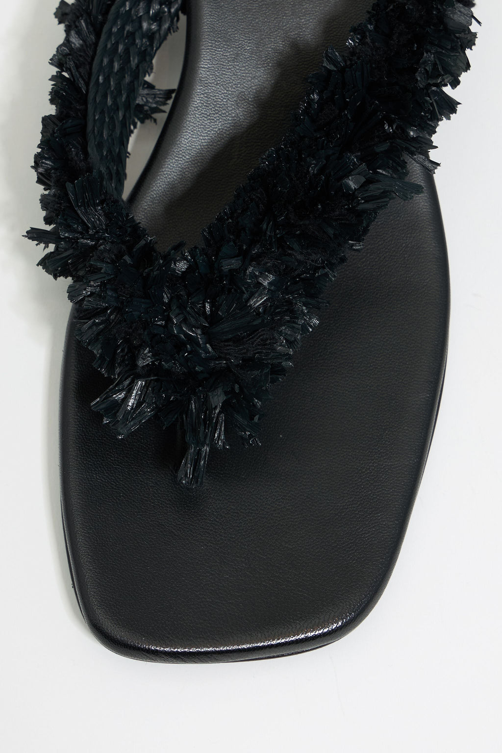 Black raffia heeled sandal