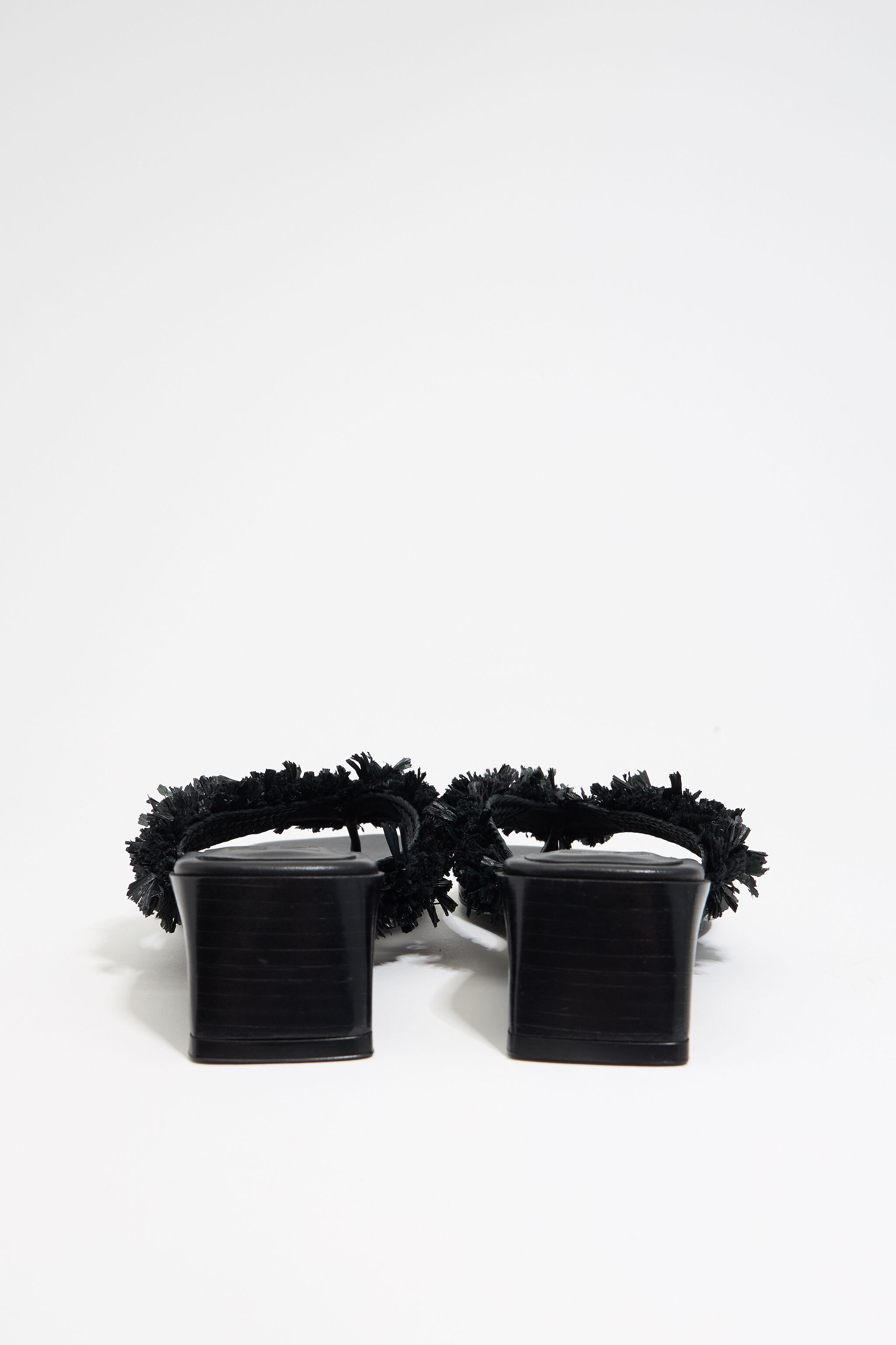 Black raffia heeled sandal