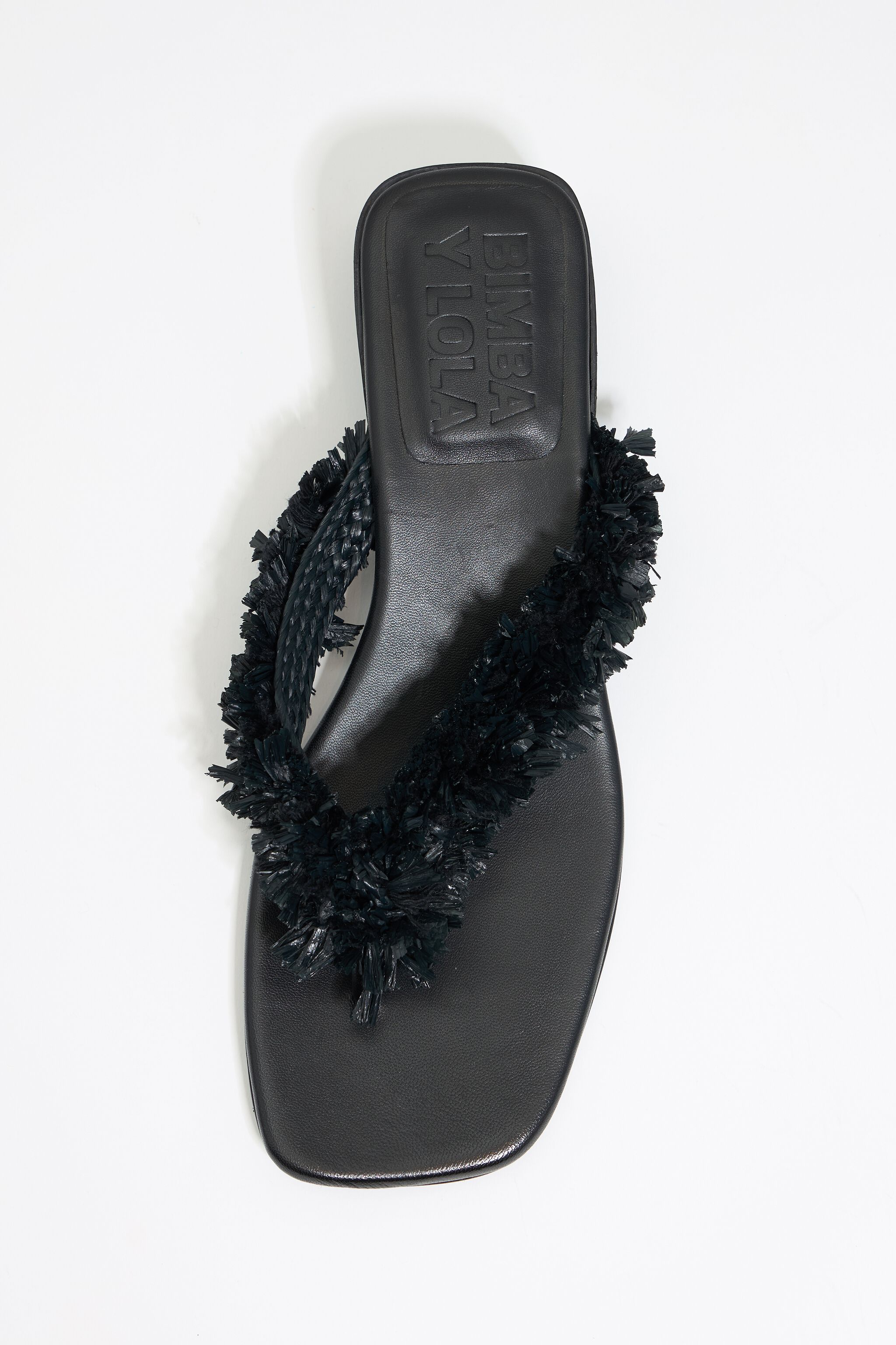 Black raffia heeled sandal