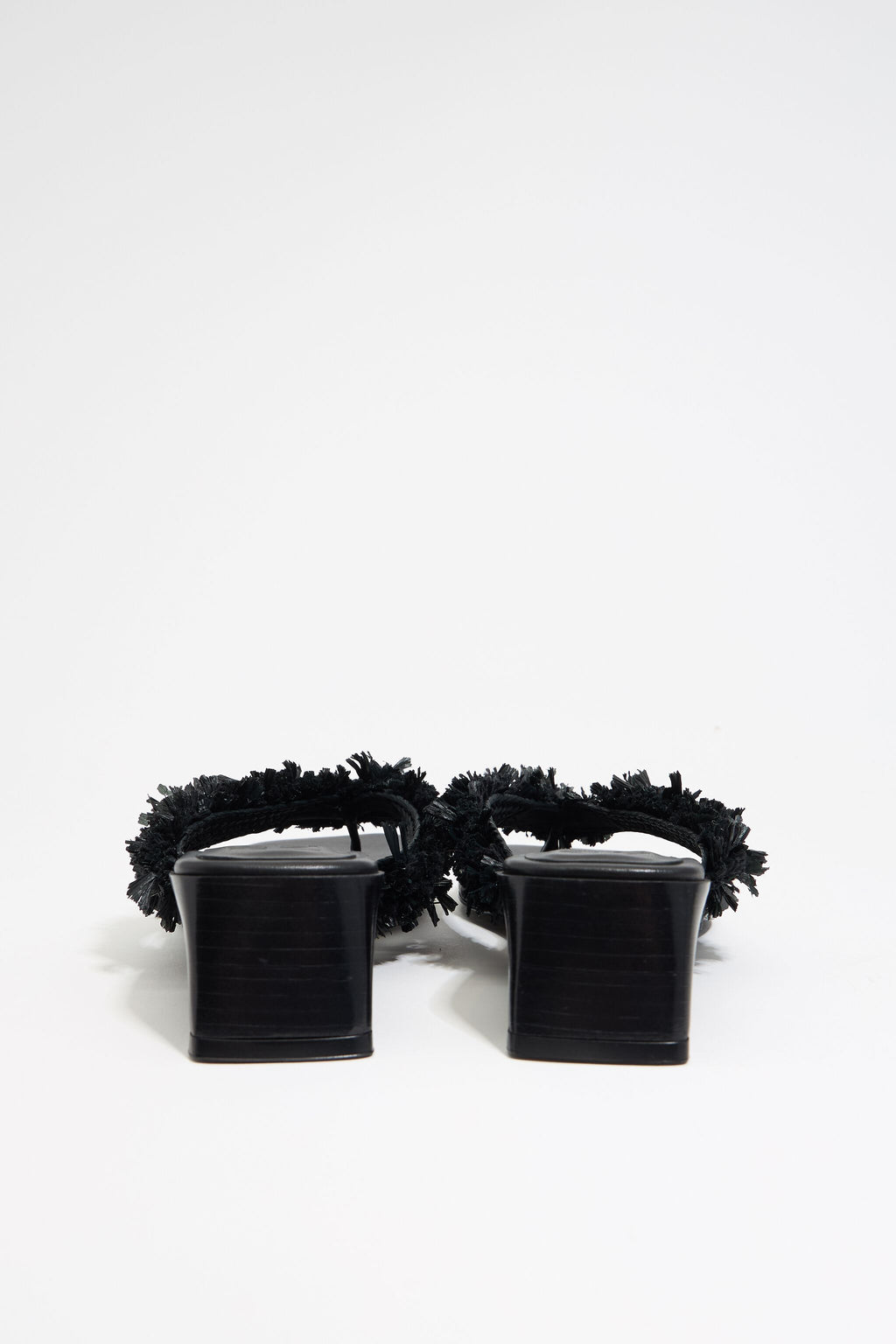 Black raffia heeled sandal