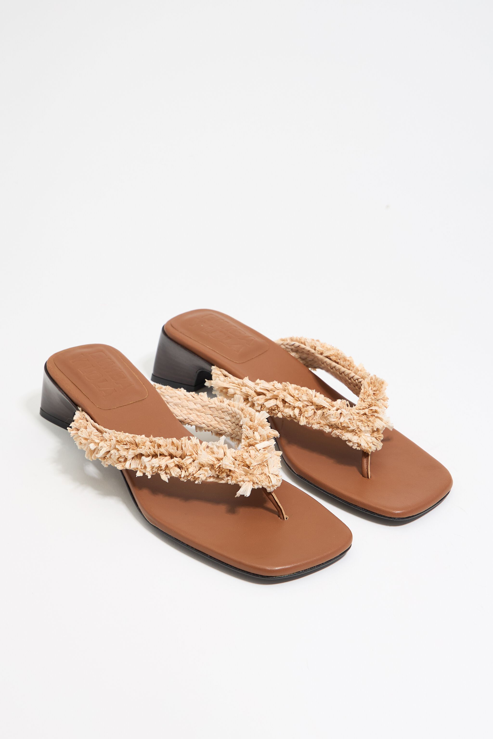 Tan raffia heeled sandal