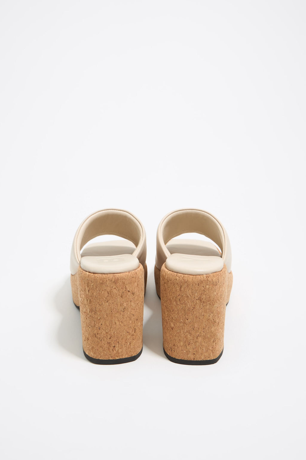 White leather heeled sandal with cork platform