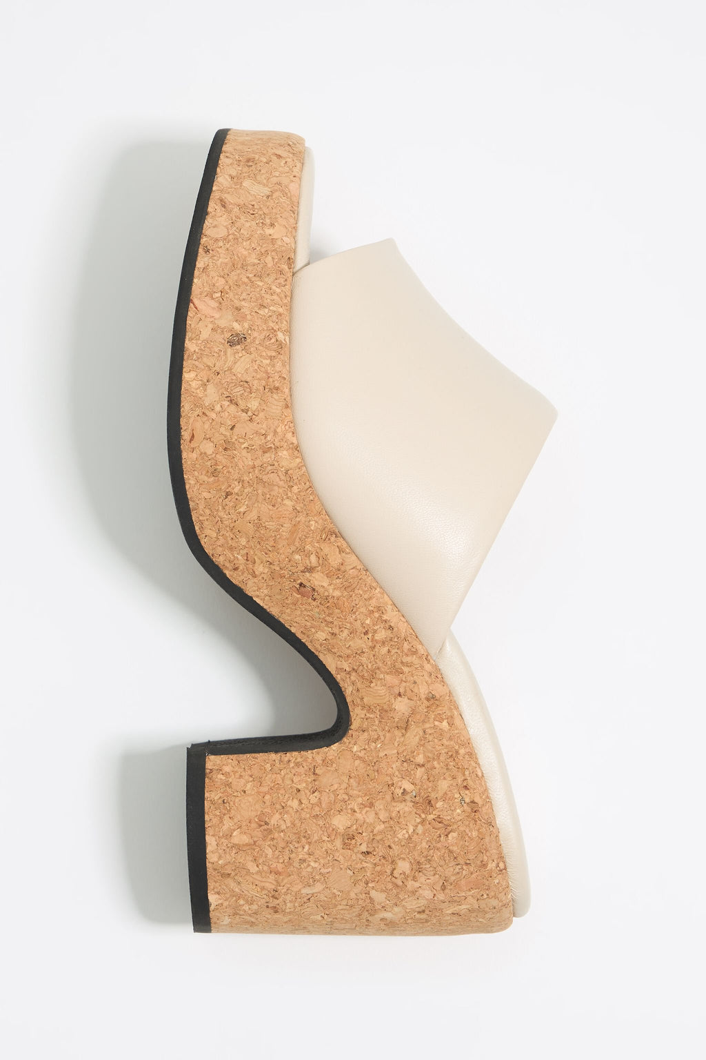 White leather heeled sandal with cork platform