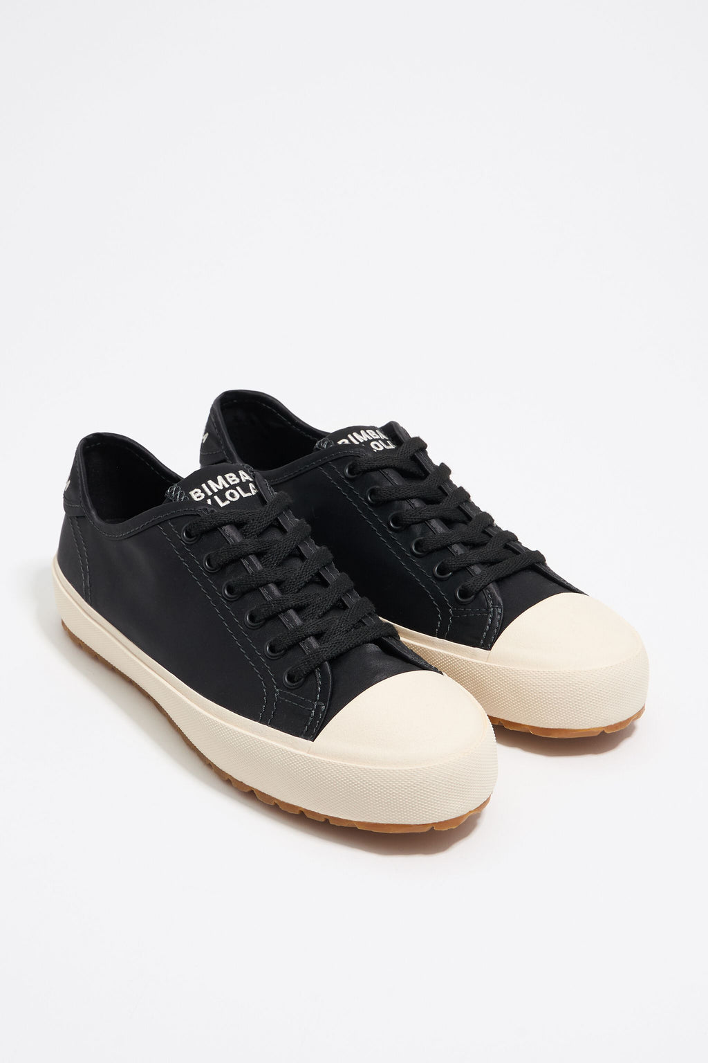 Black satin vulcanized sneaker