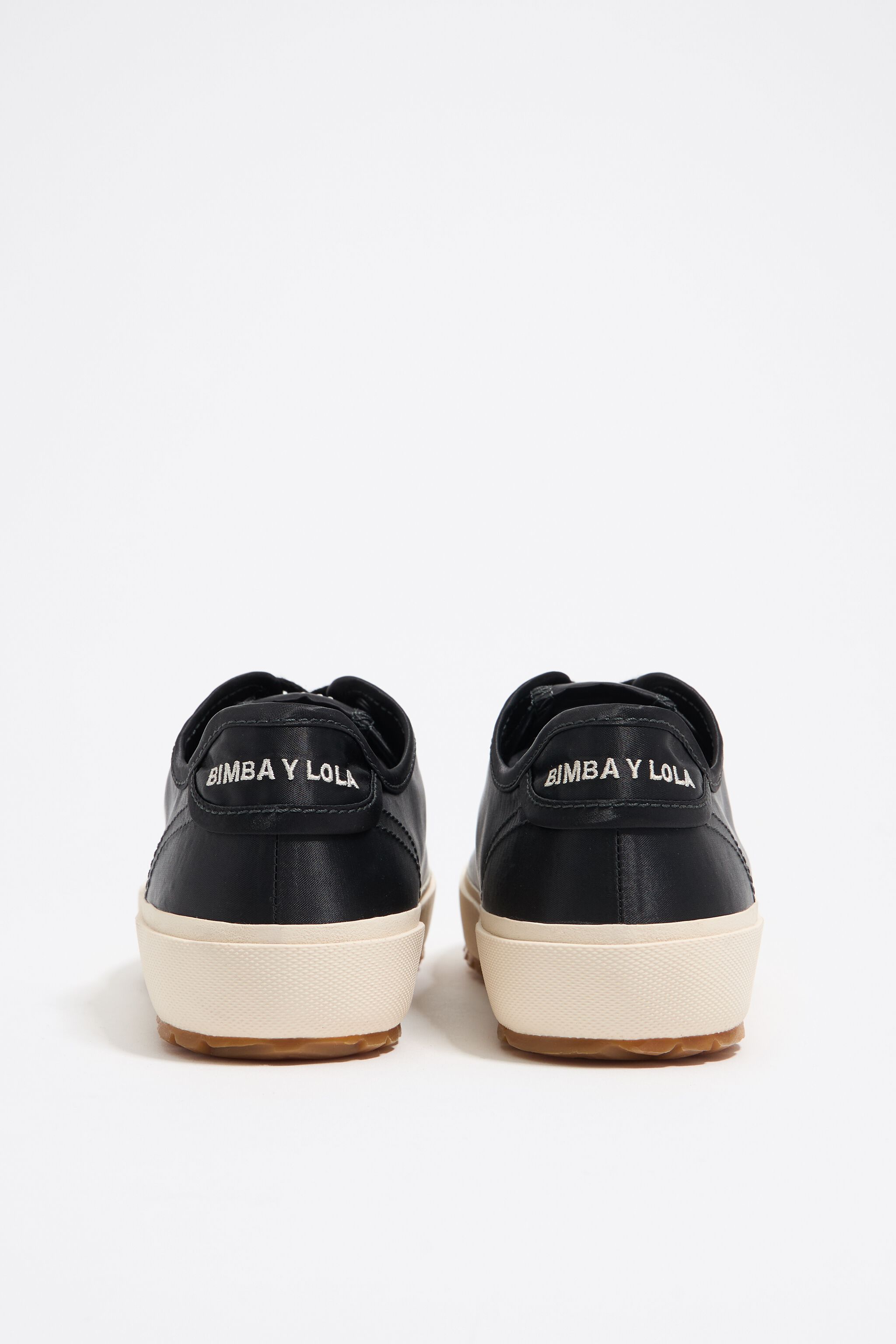 Black satin vulcanized sneaker