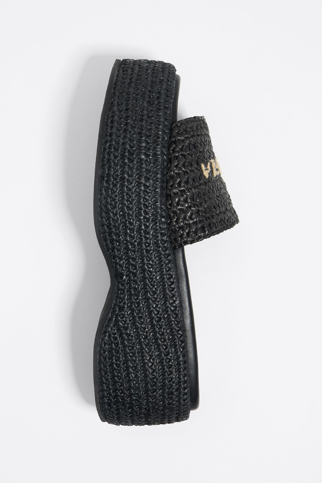 Black raffia platform sandal