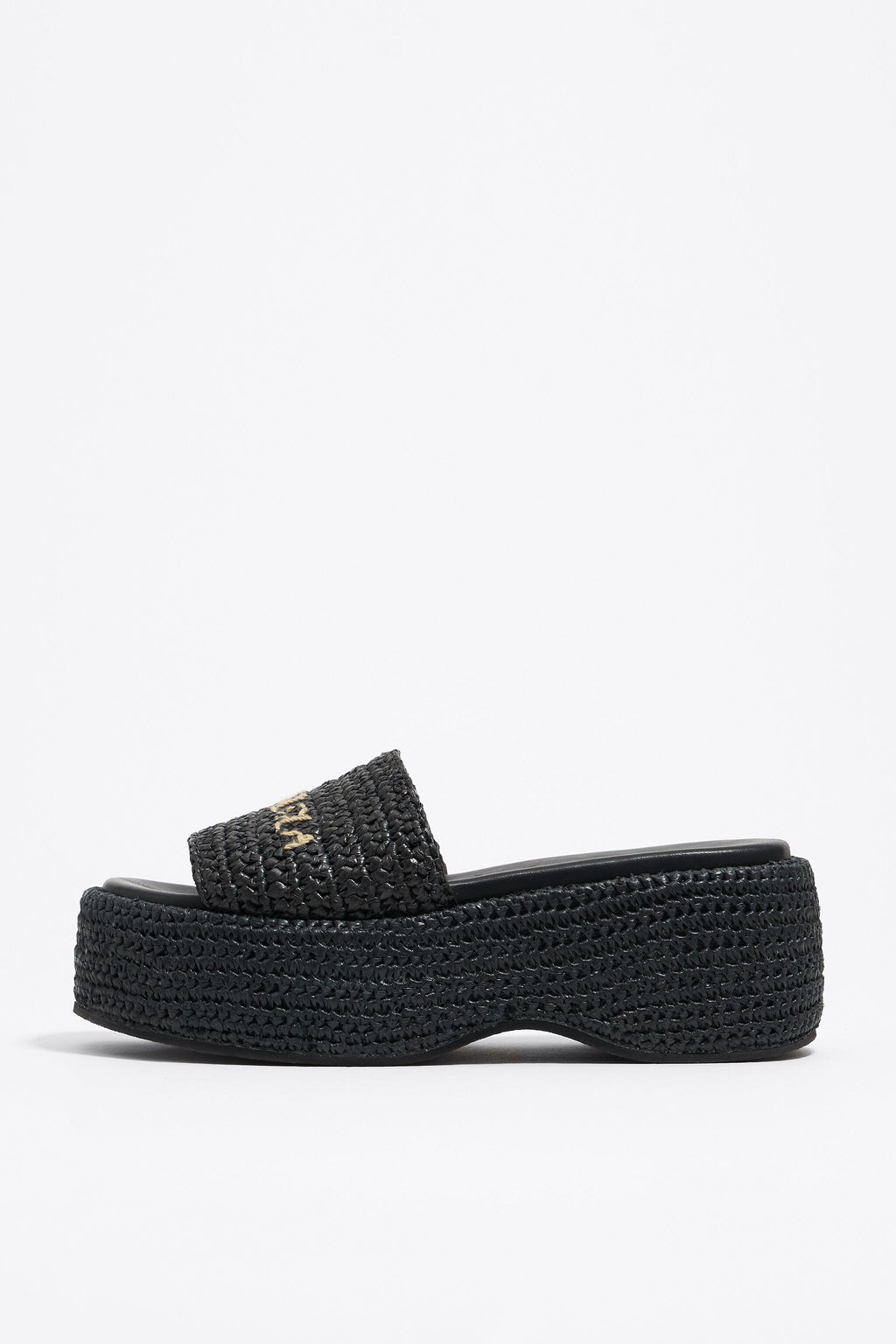 Black raffia platform sandal