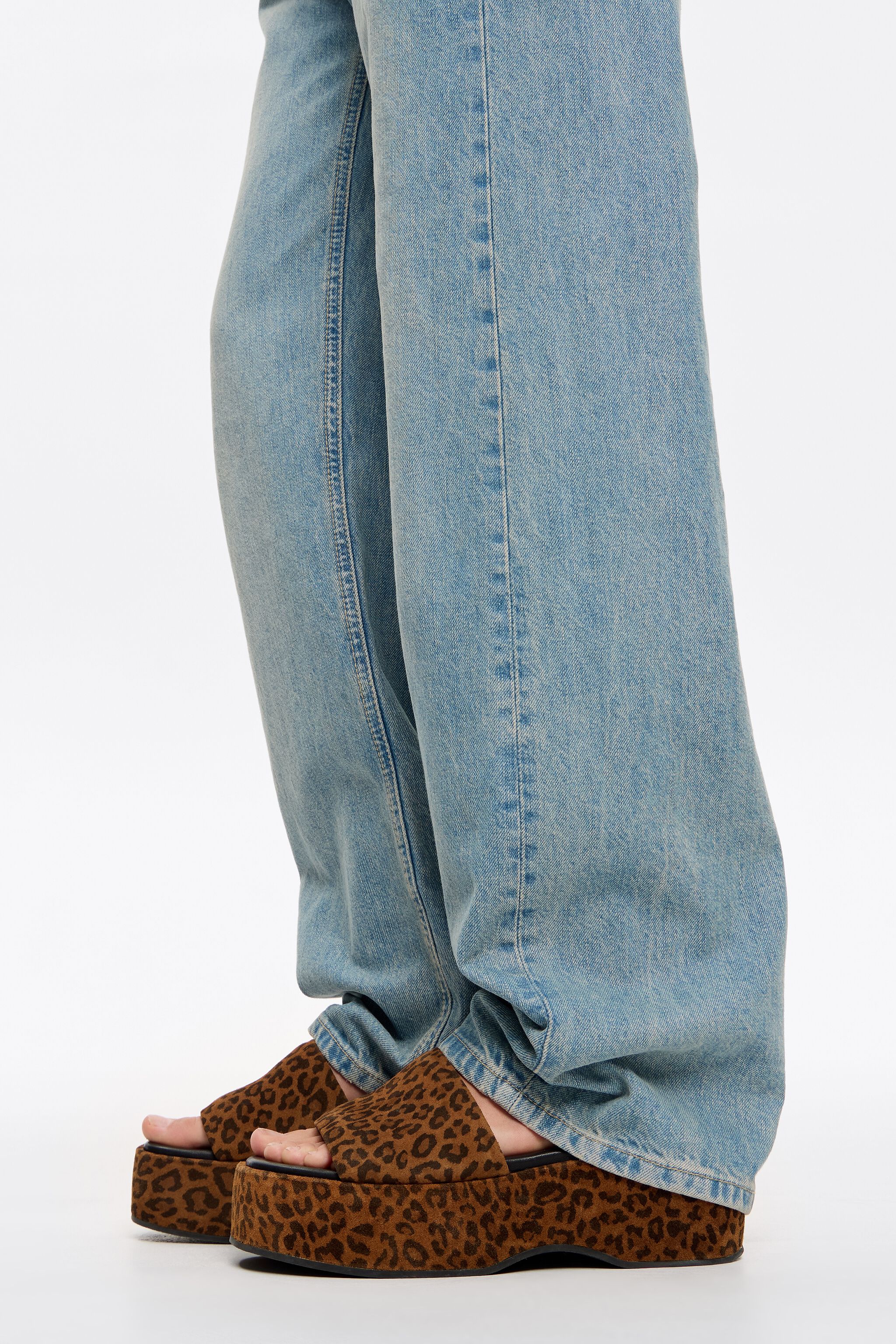 Leopard print leather platform sandal