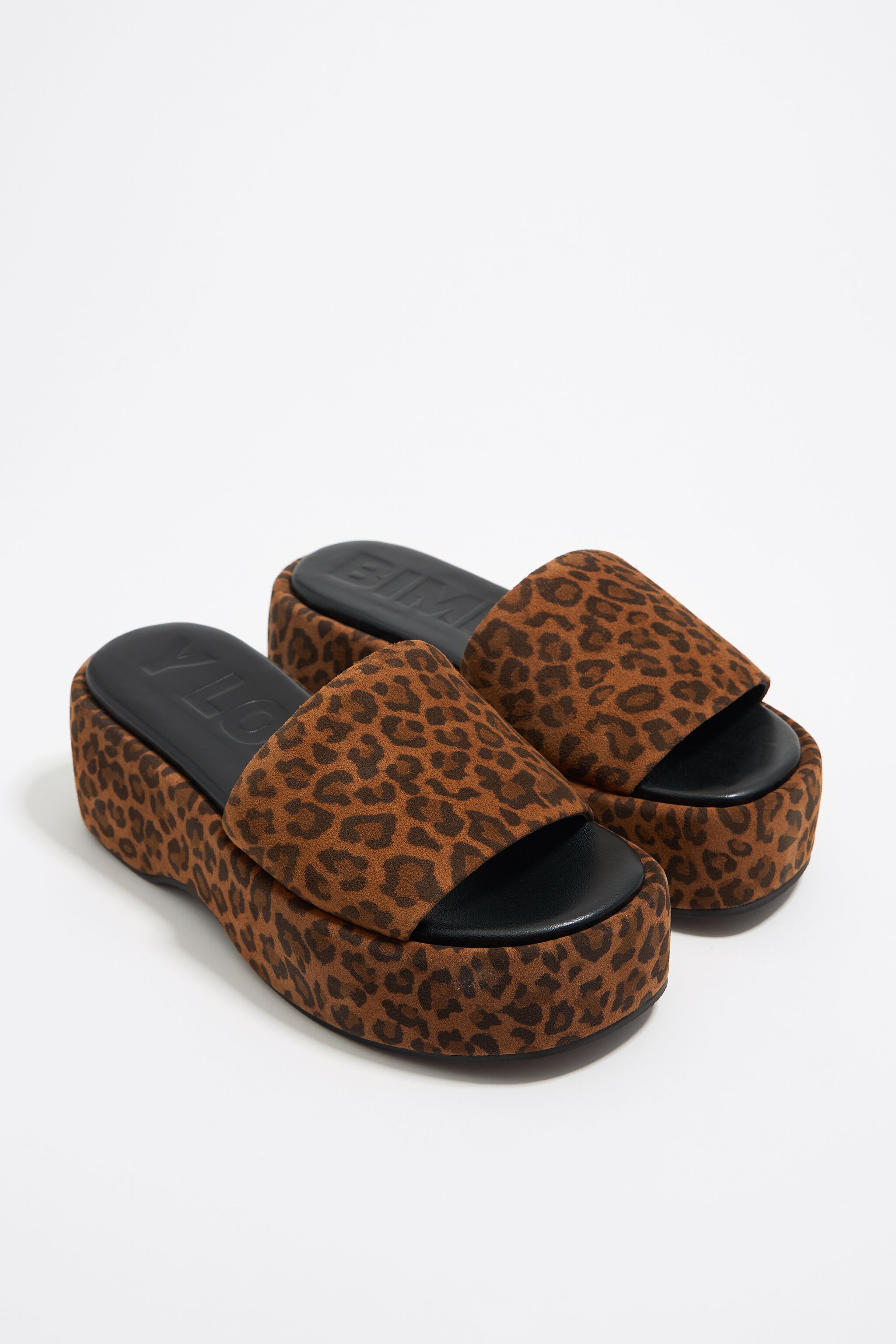 Leopard print leather platform sandal