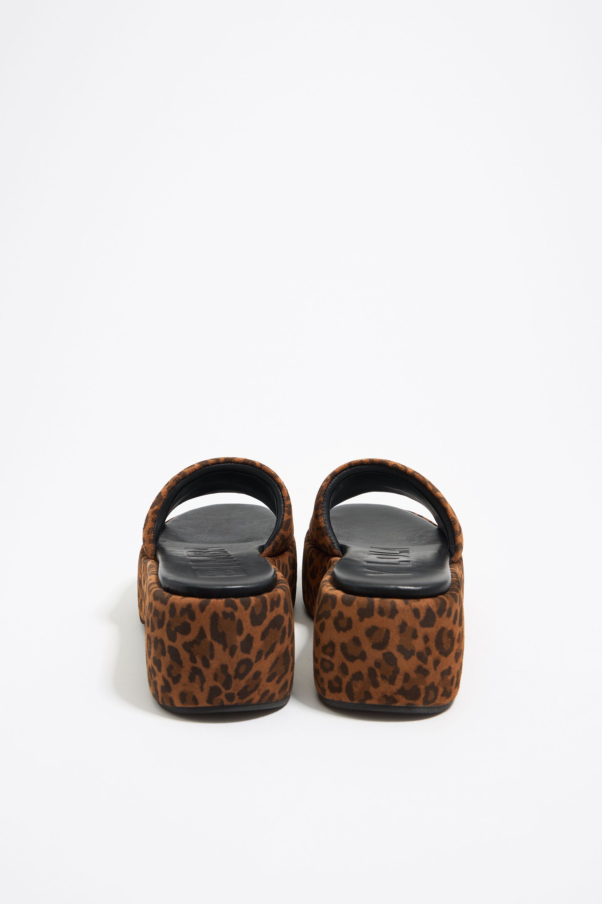 Leopard print leather platform sandal