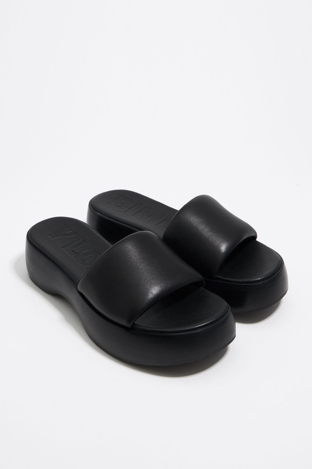 Black leather platform sandal