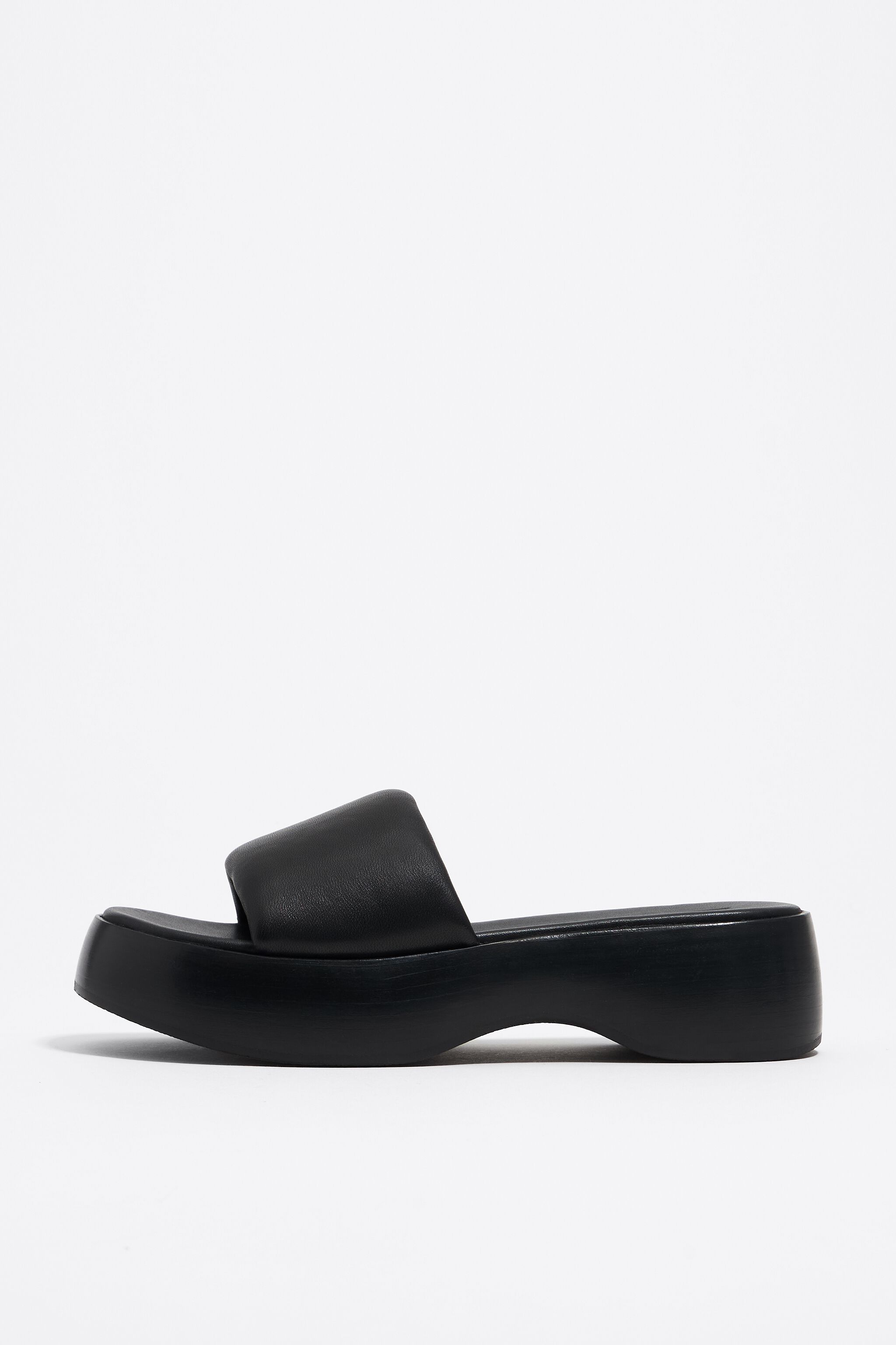 Black leather platform sandal