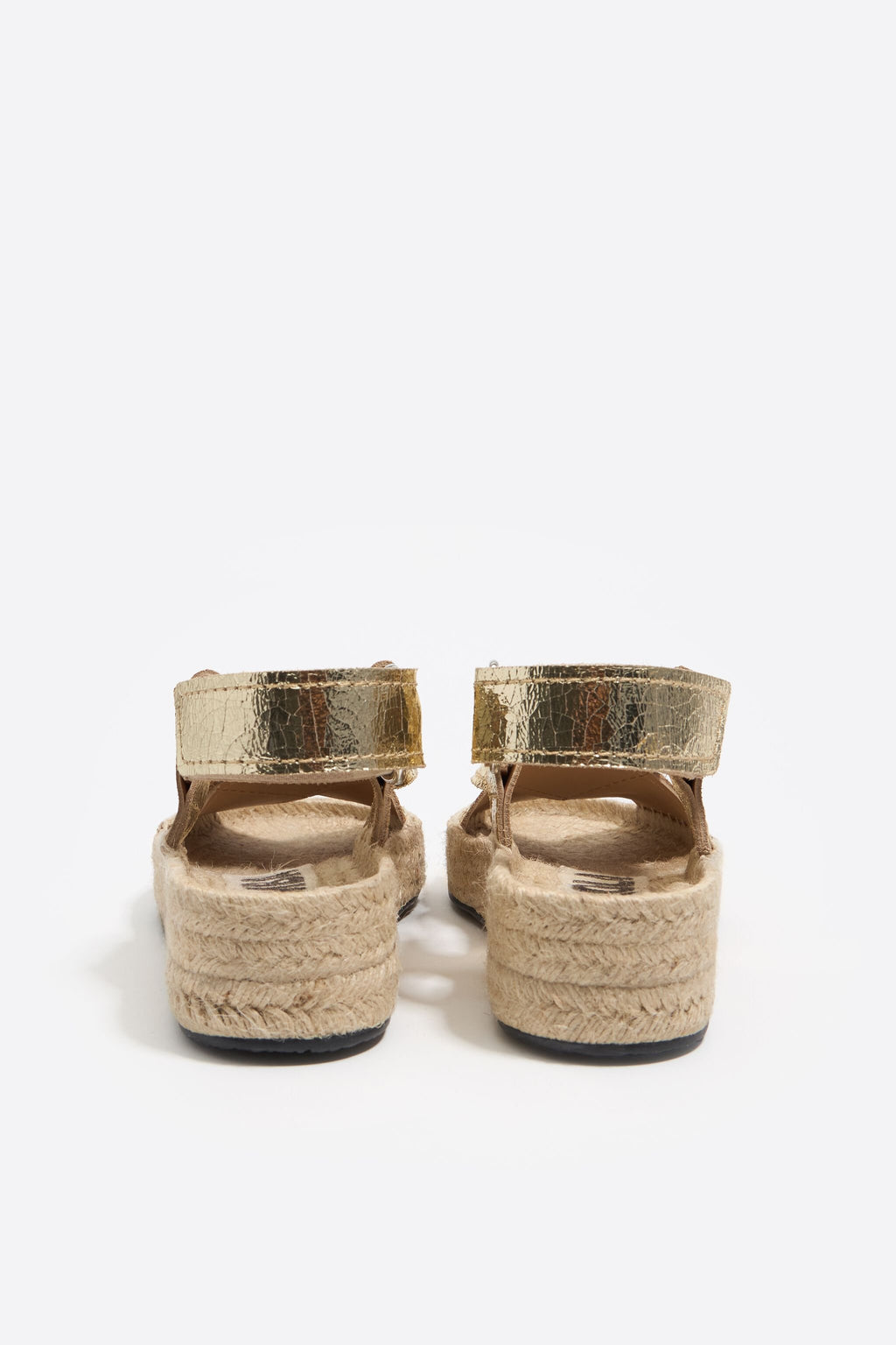 Gold leather jute wedge