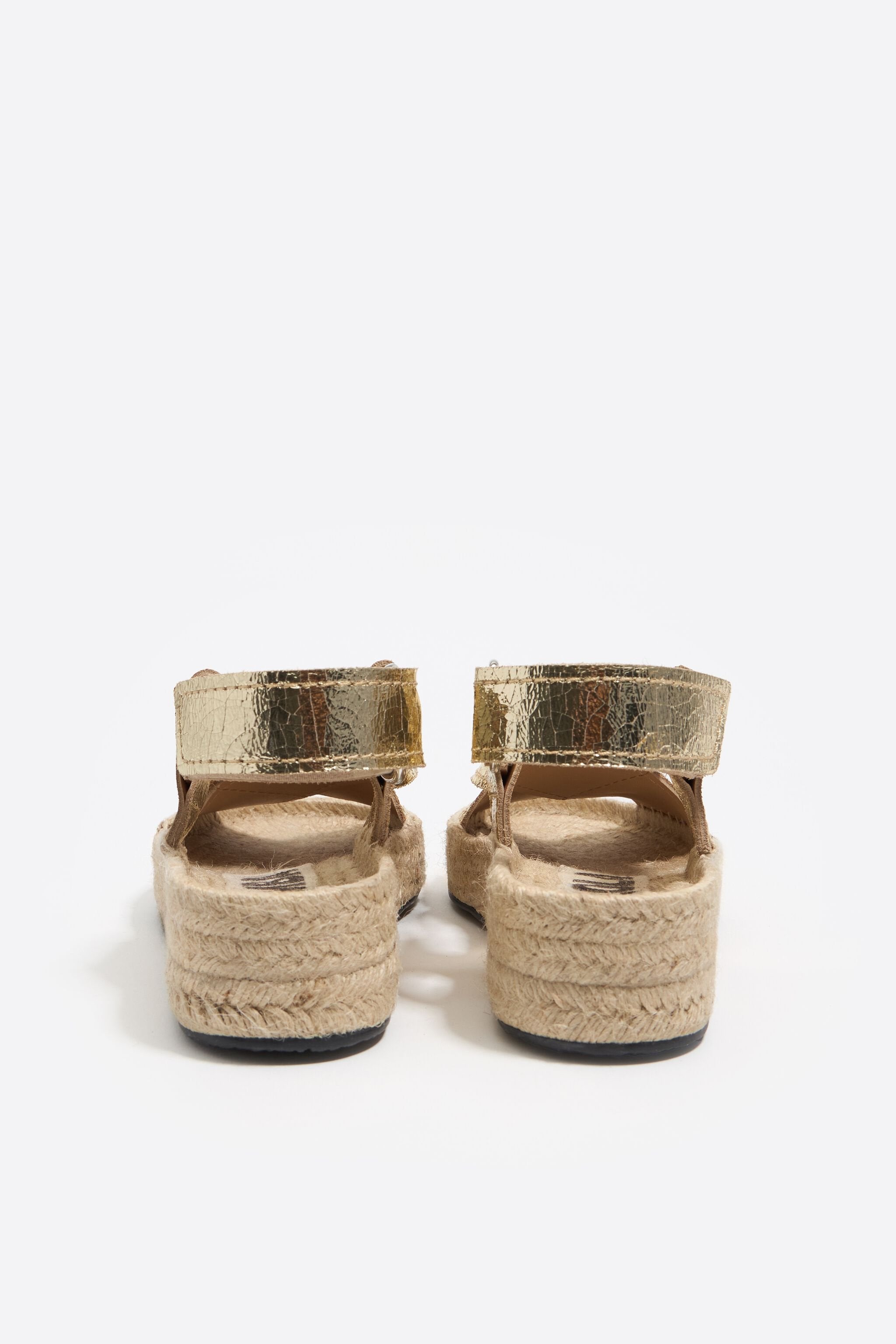 Gold leather jute wedge