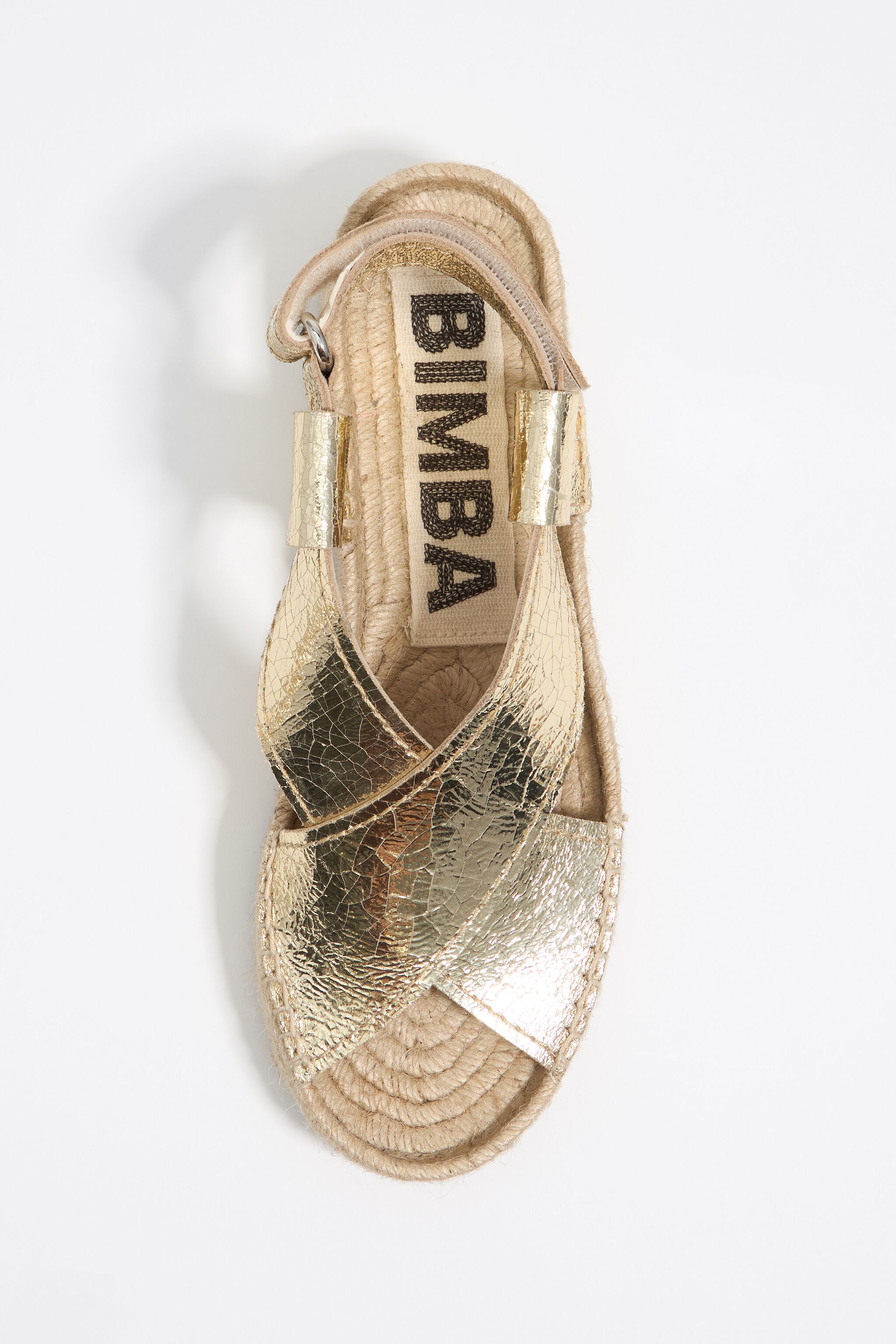 Gold leather jute wedge