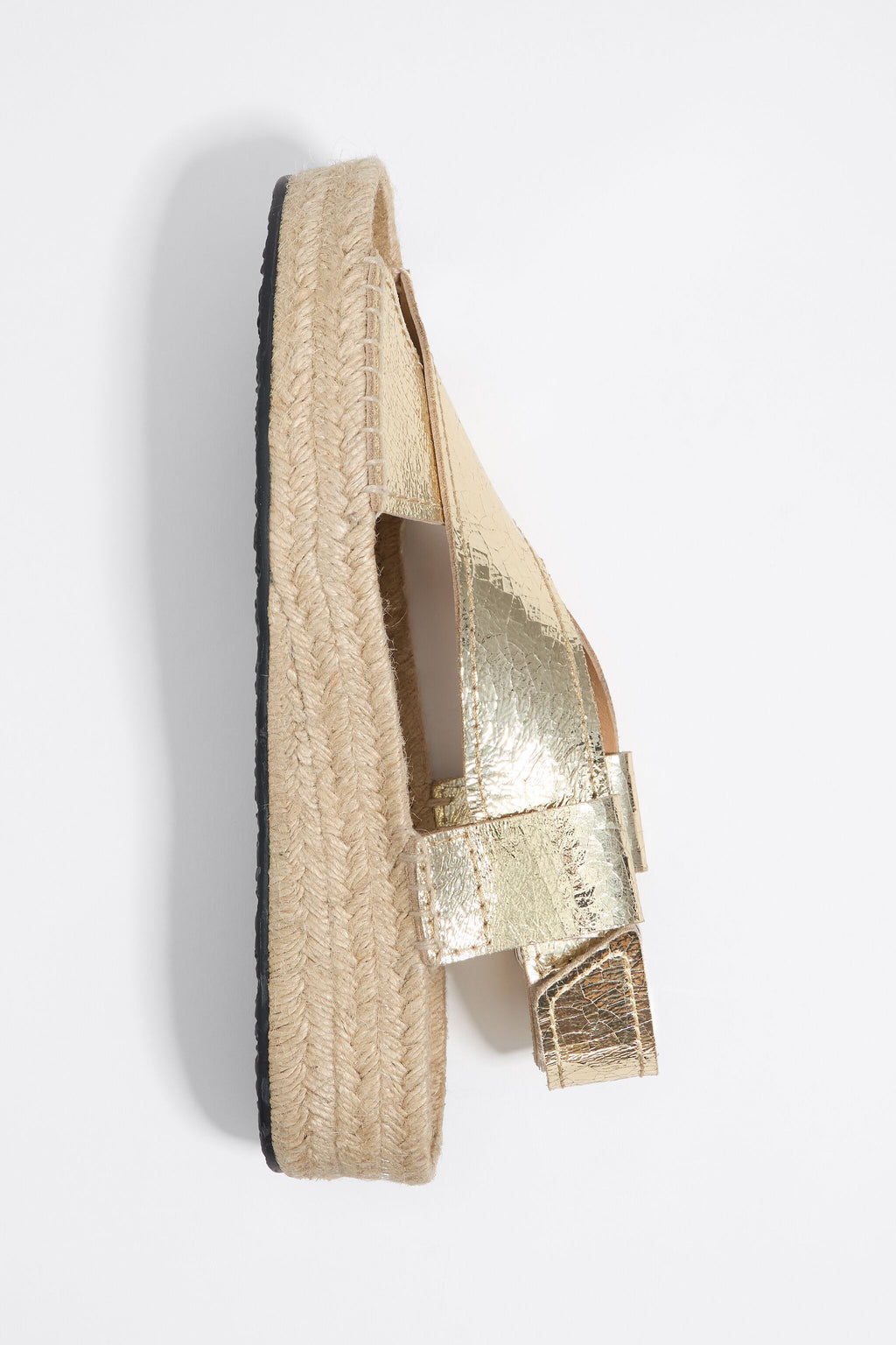 Gold leather jute wedge