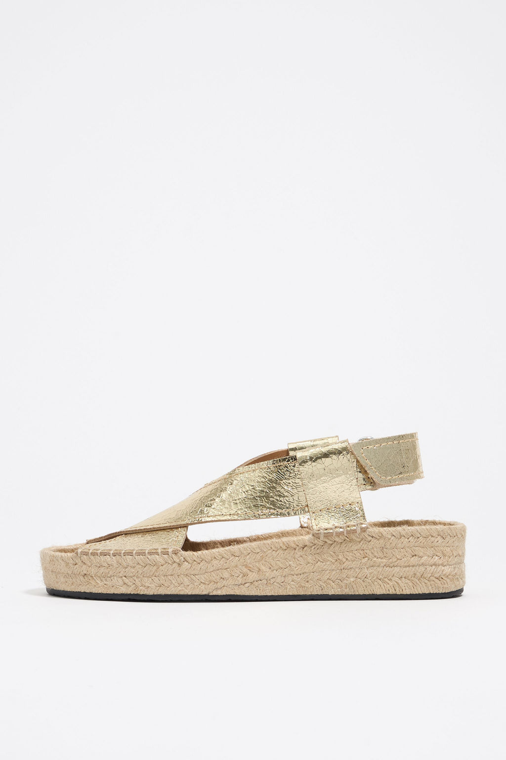 Gold leather jute wedge