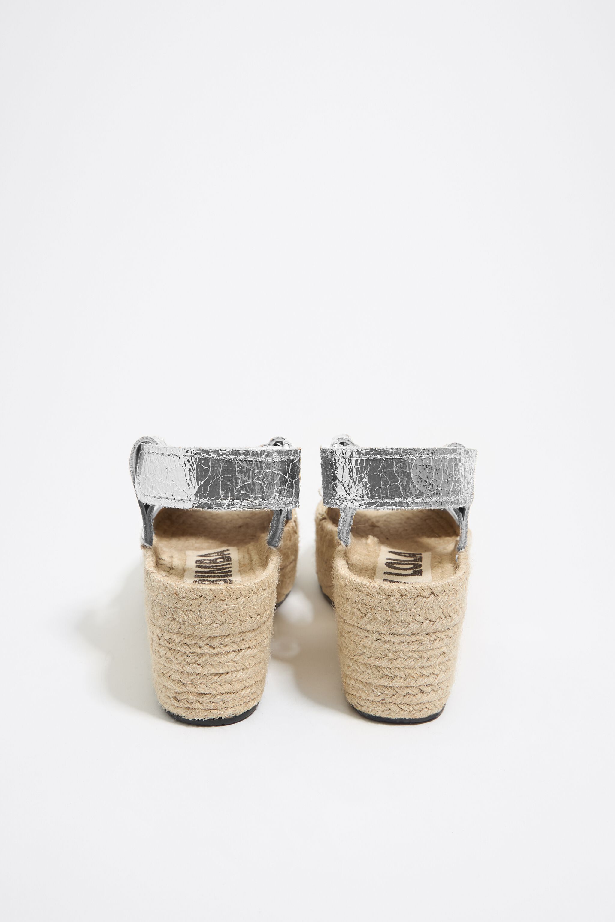 Silver leather high jute wedge