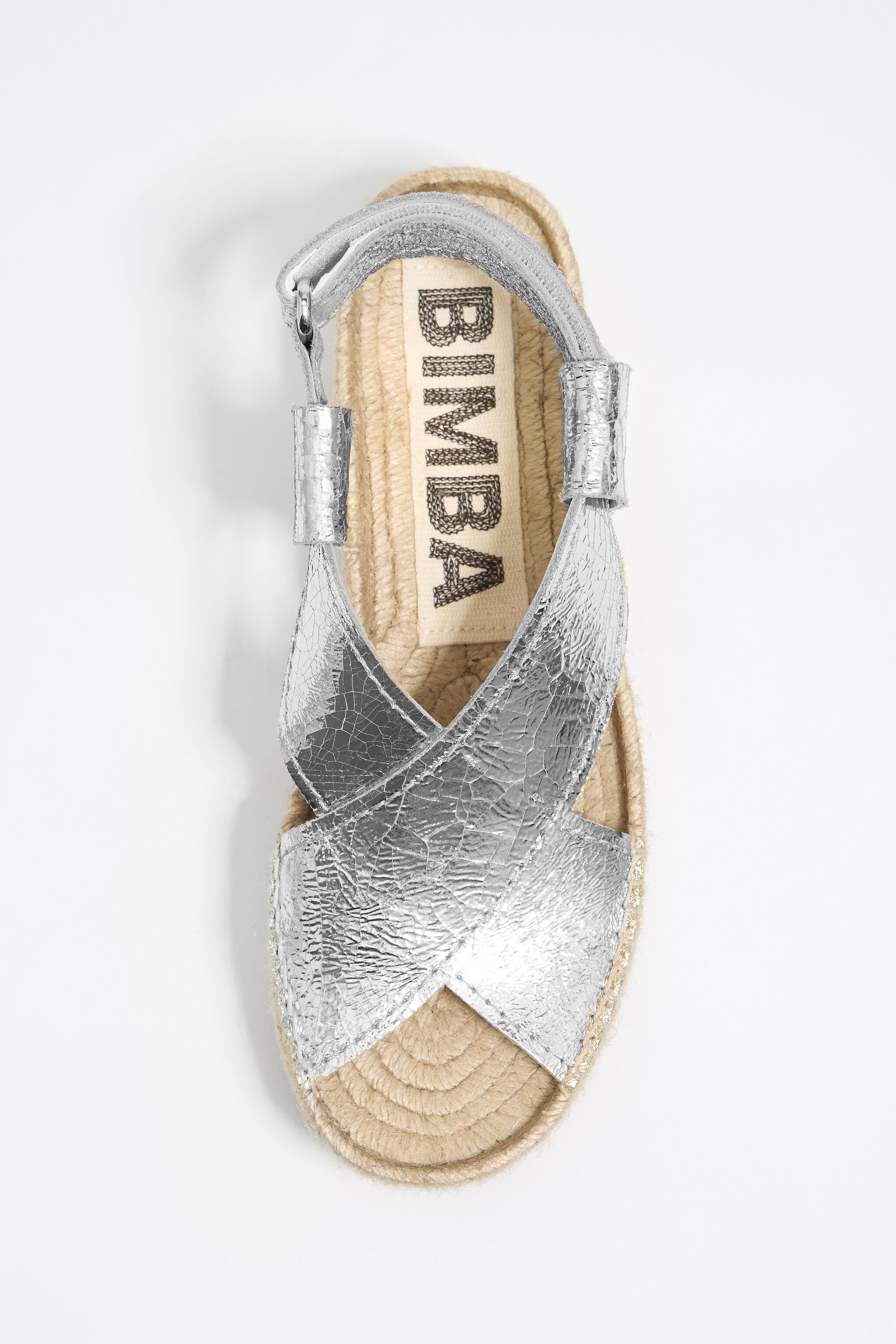 Silver leather high jute wedge