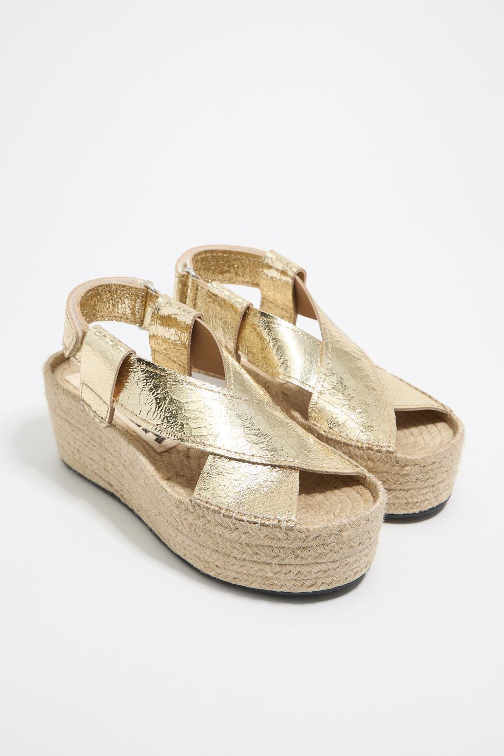 Gold leather high jute wedge