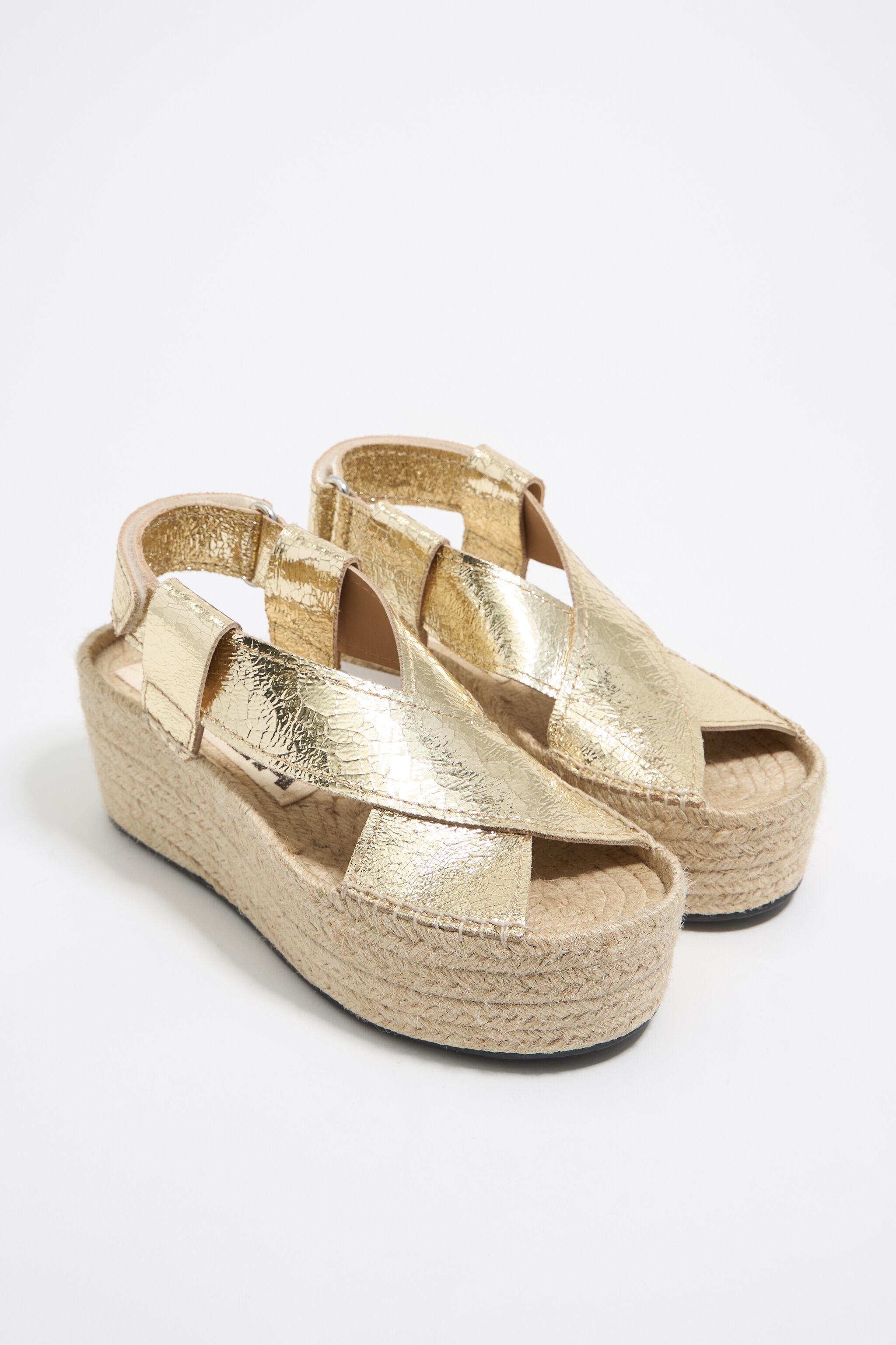 Gold leather high jute wedge