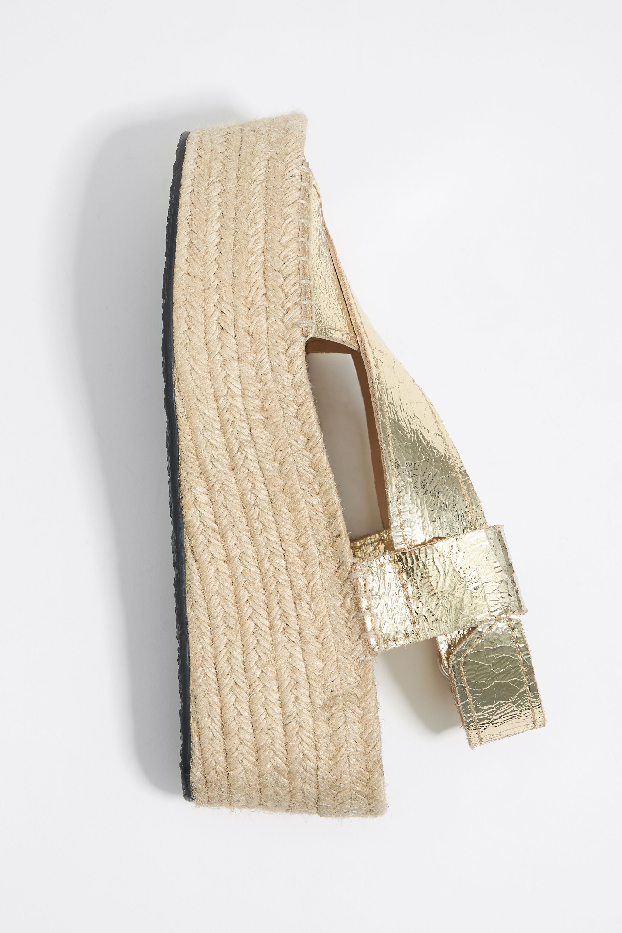 Gold leather high jute wedge