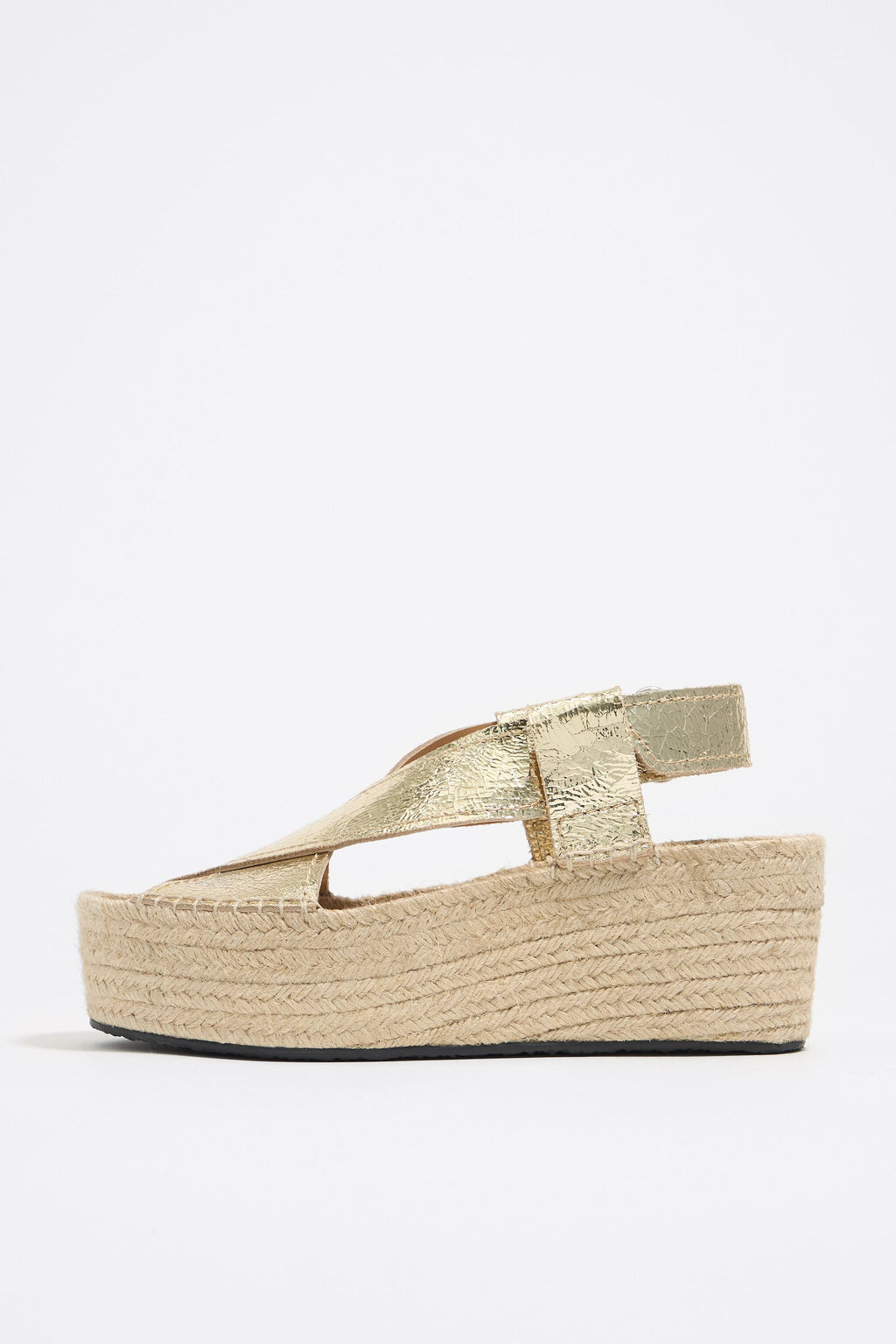 Gold leather high jute wedge
