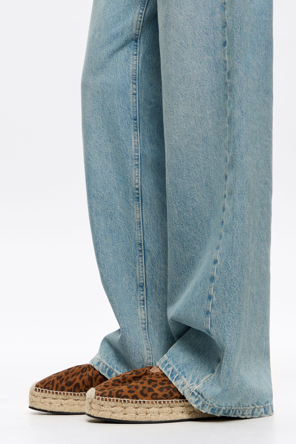 Leopard leather jute wedge ballerina