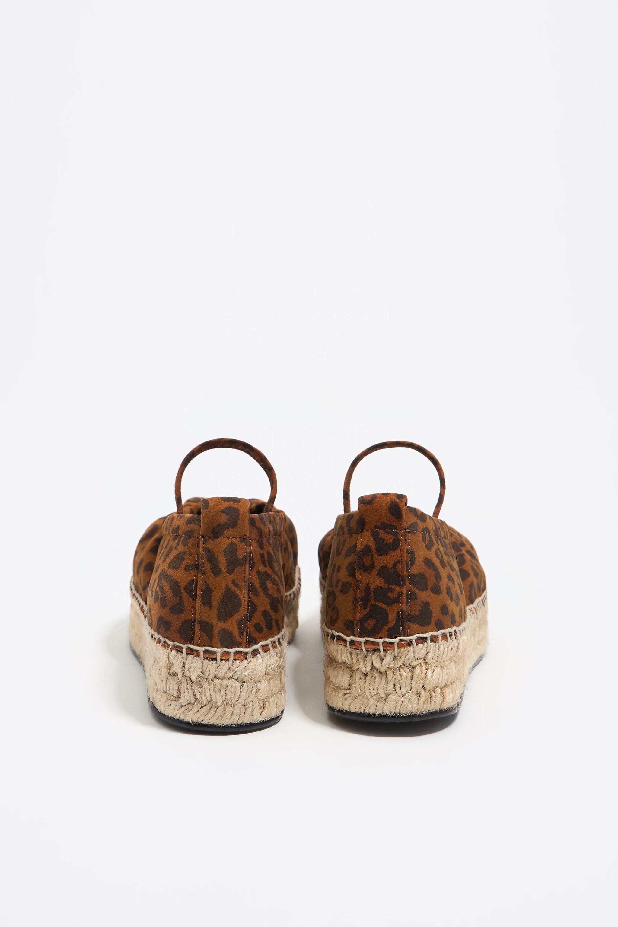 Leopard leather jute wedge ballerina