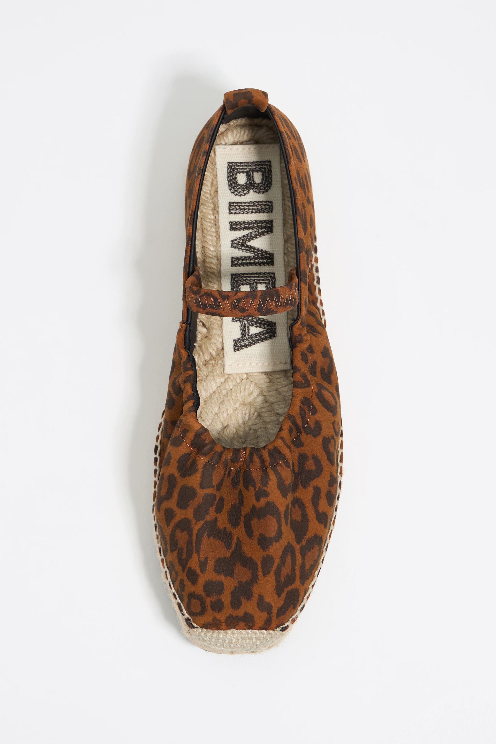 Leopard leather jute wedge ballerina