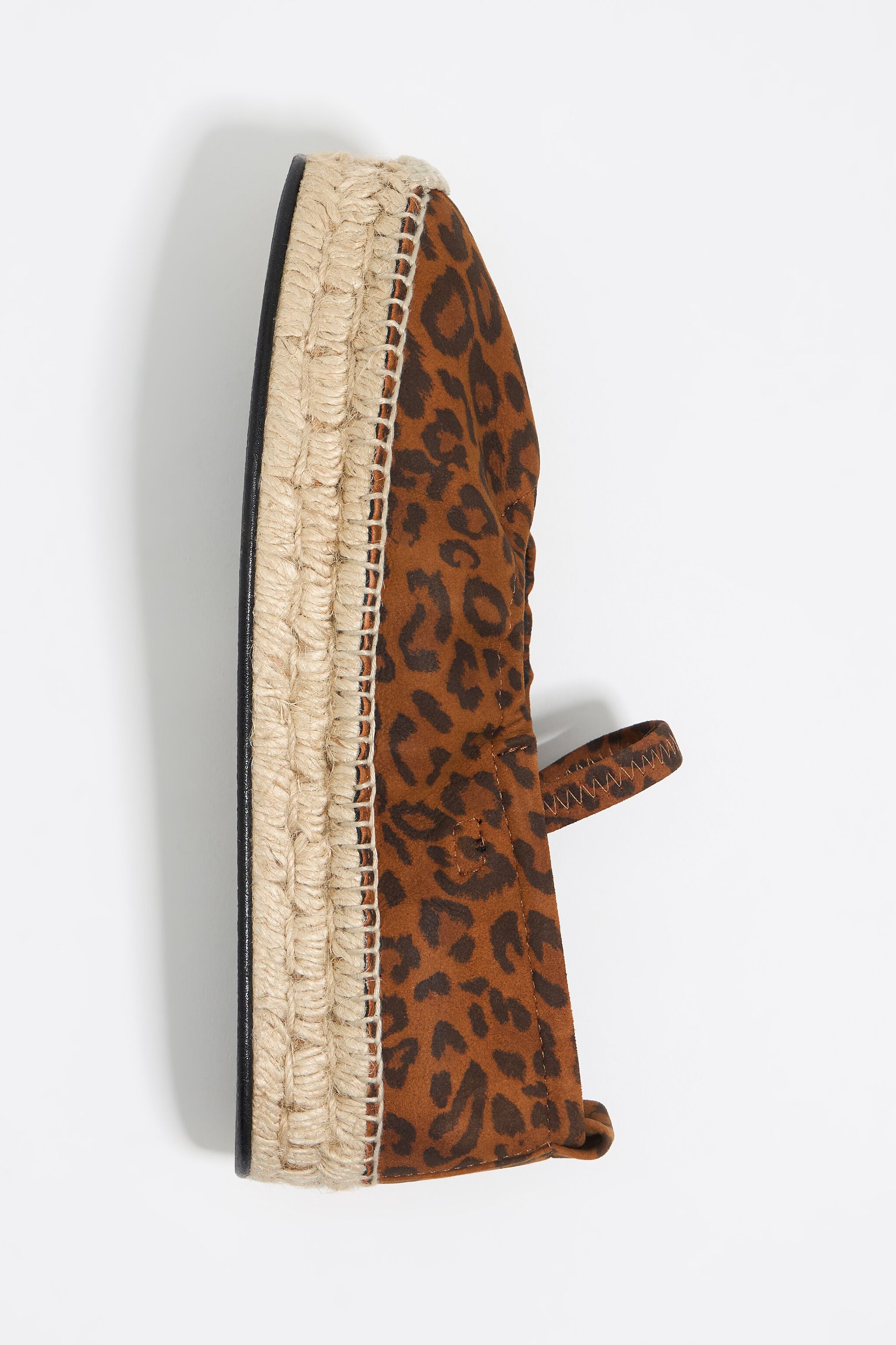 Leopard leather jute wedge ballerina