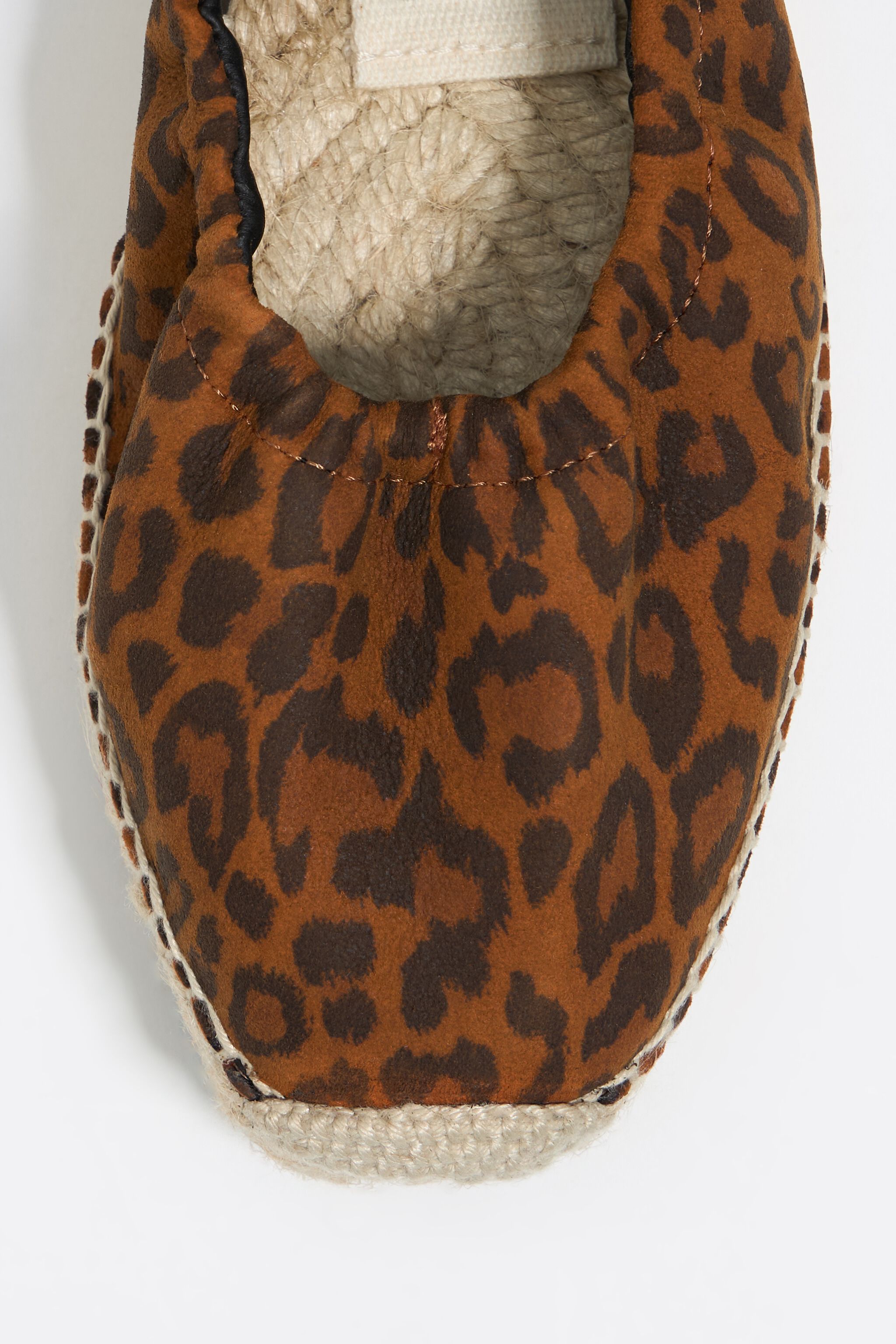 Leopard leather jute wedge ballerina