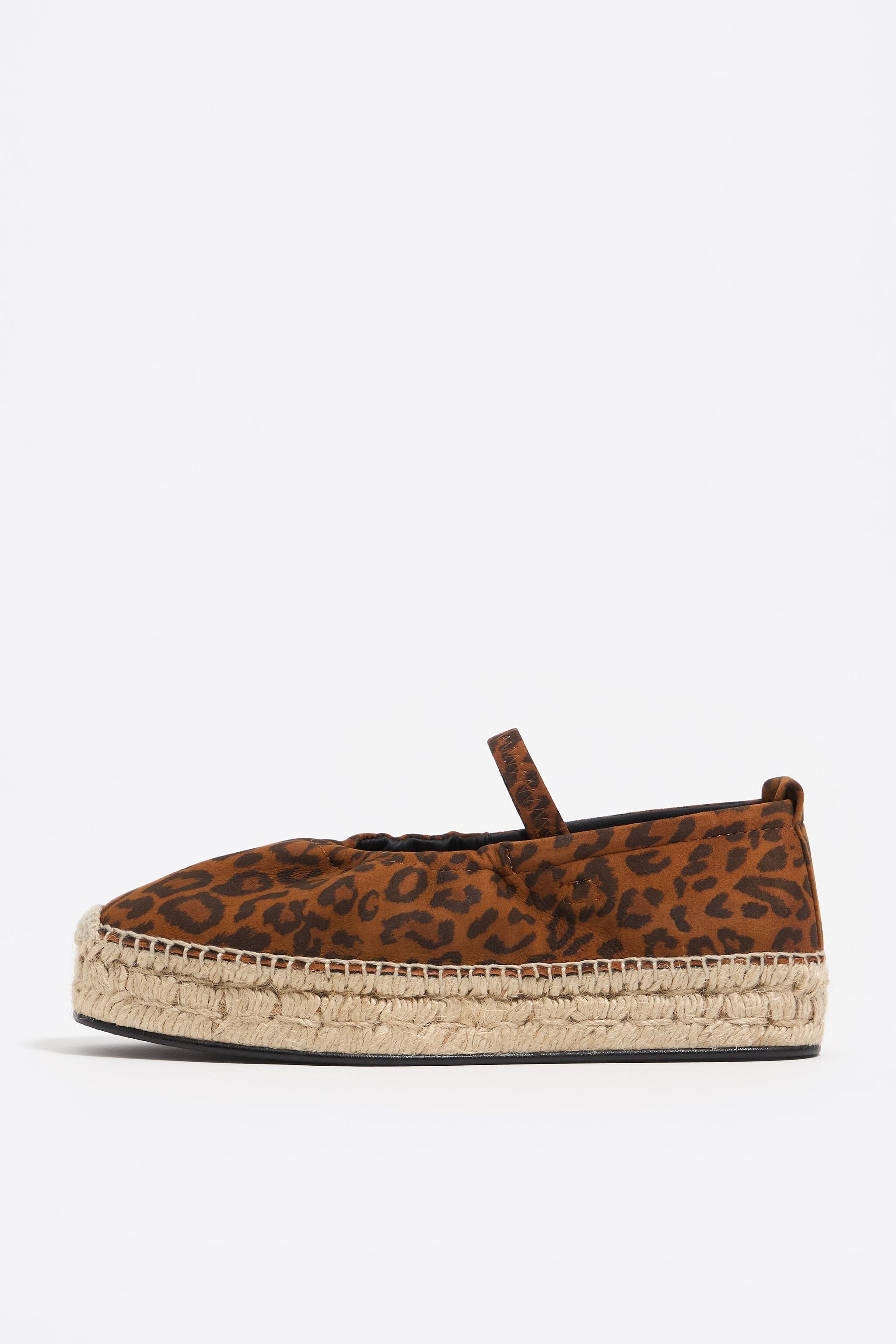 Leopard leather jute wedge ballerina
