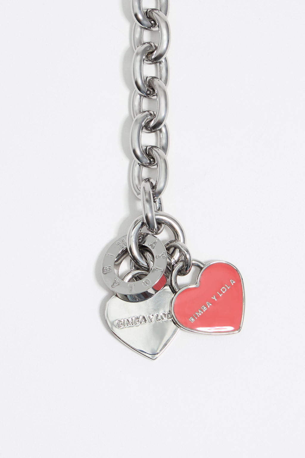 silver-tone chain and pearl heart logo necklace