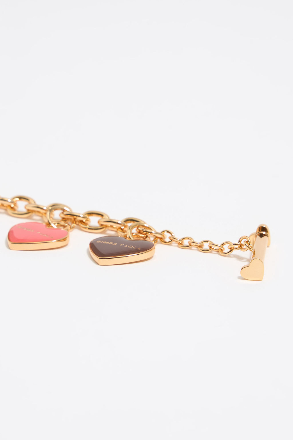 Gold-tone chain and pearl hearts logo necklace