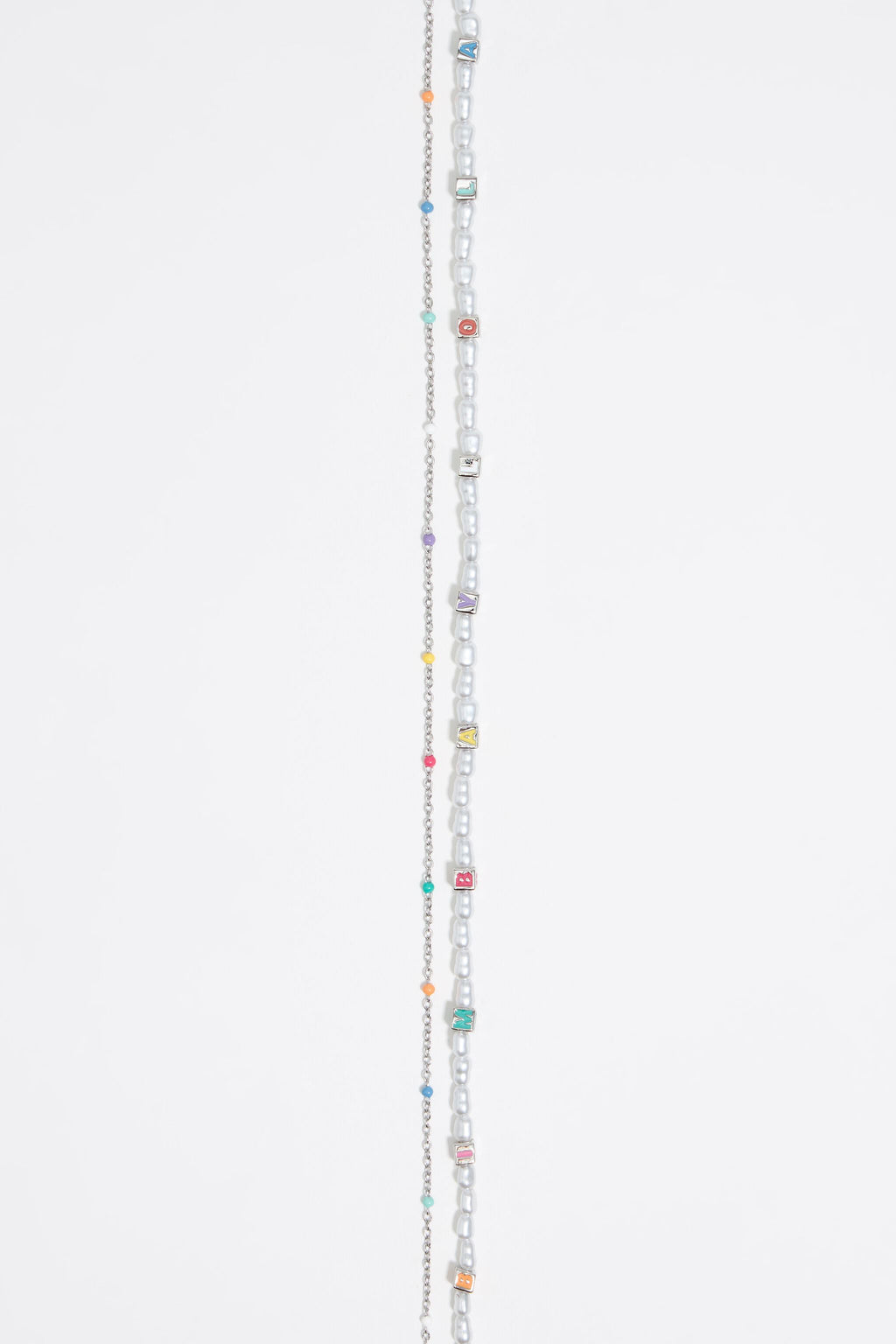 silver-tone dice logo double-layer necklace