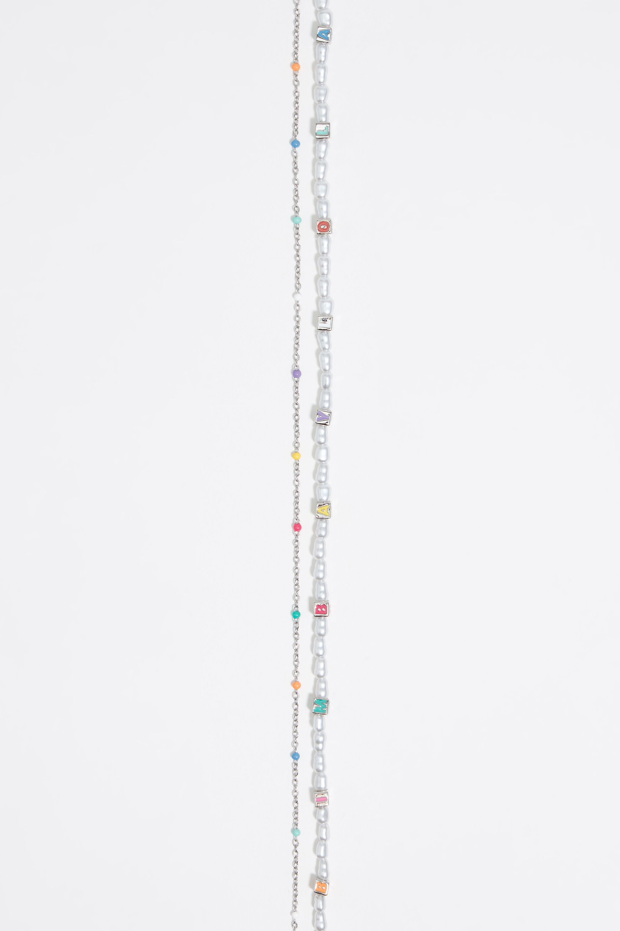 silver-tone dice logo double-layer necklace