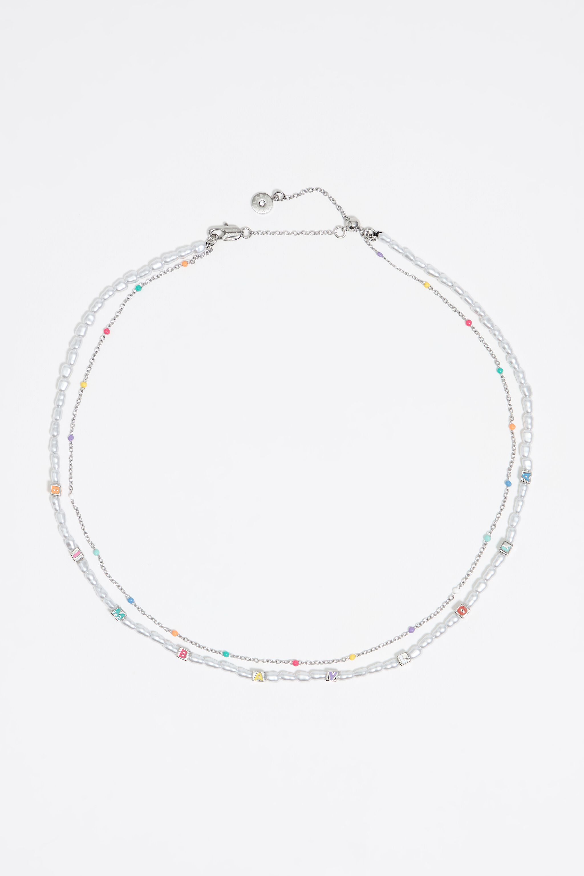 silver-tone dice logo double-layer necklace