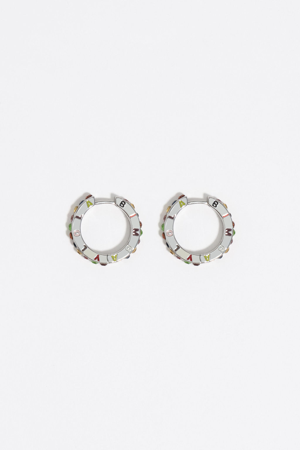 Multicolored crystals and logo hoop earrings