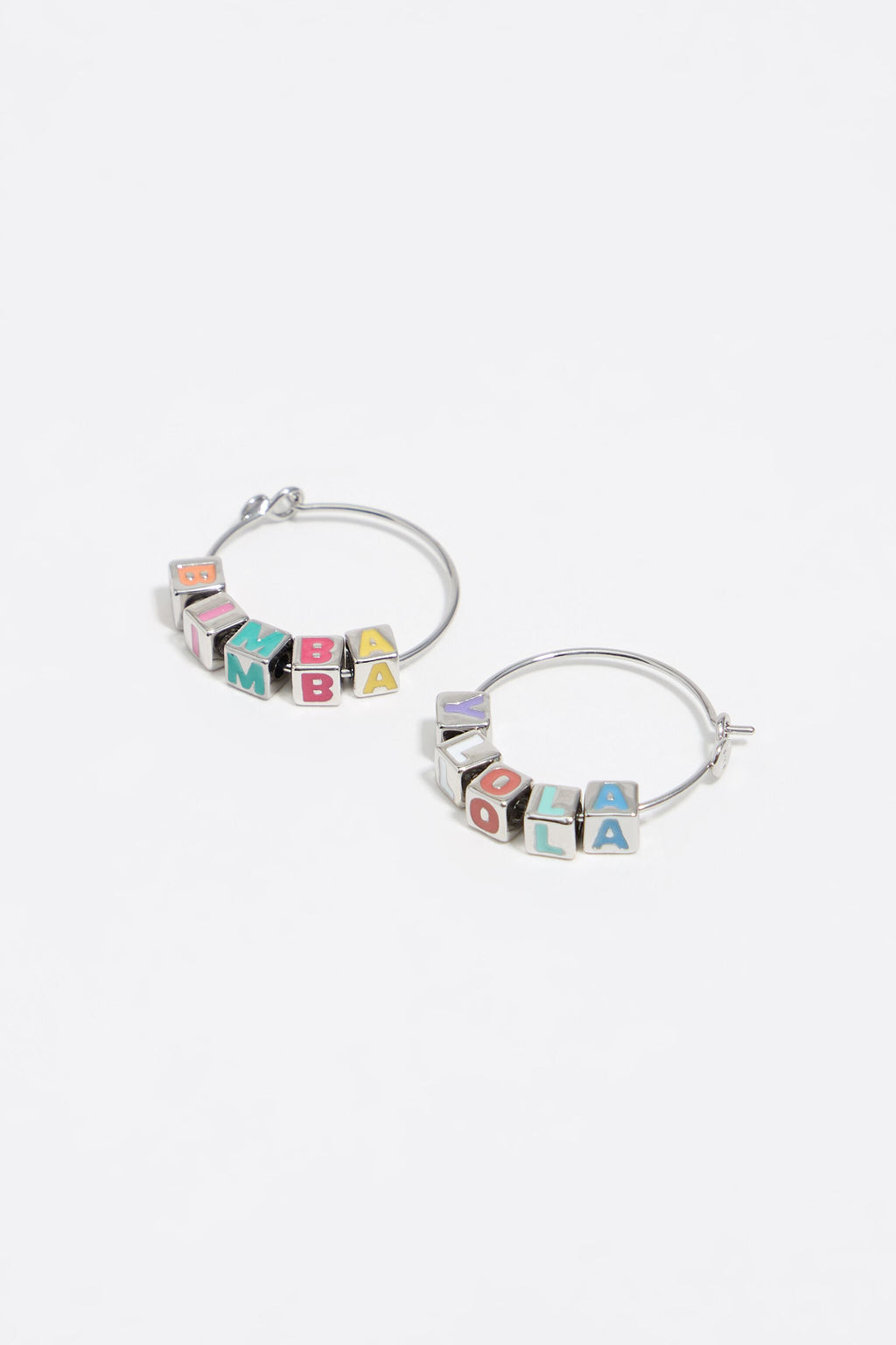 silver-tone dice logo hoop earrings