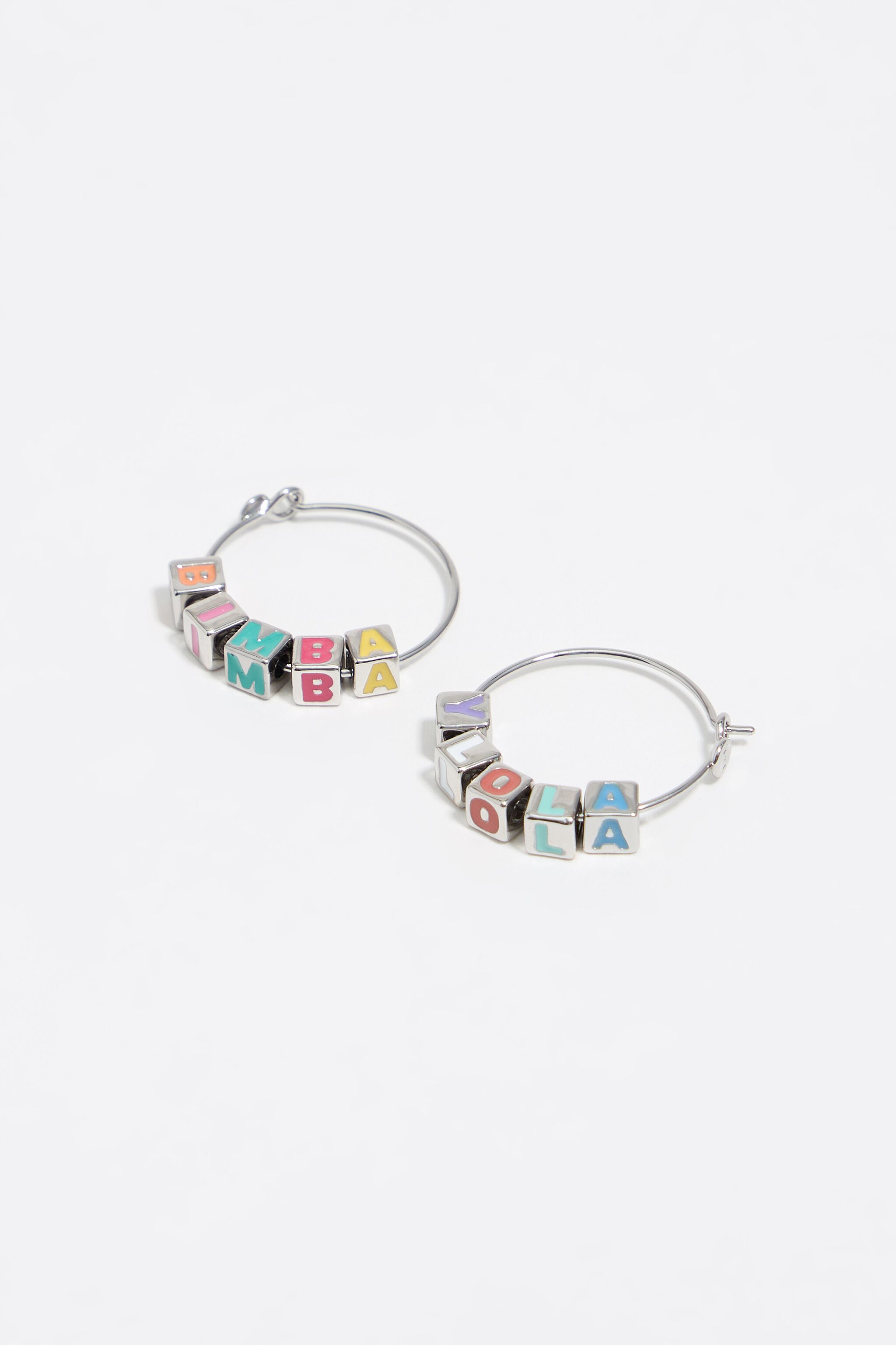 silver-tone dice logo hoop earrings