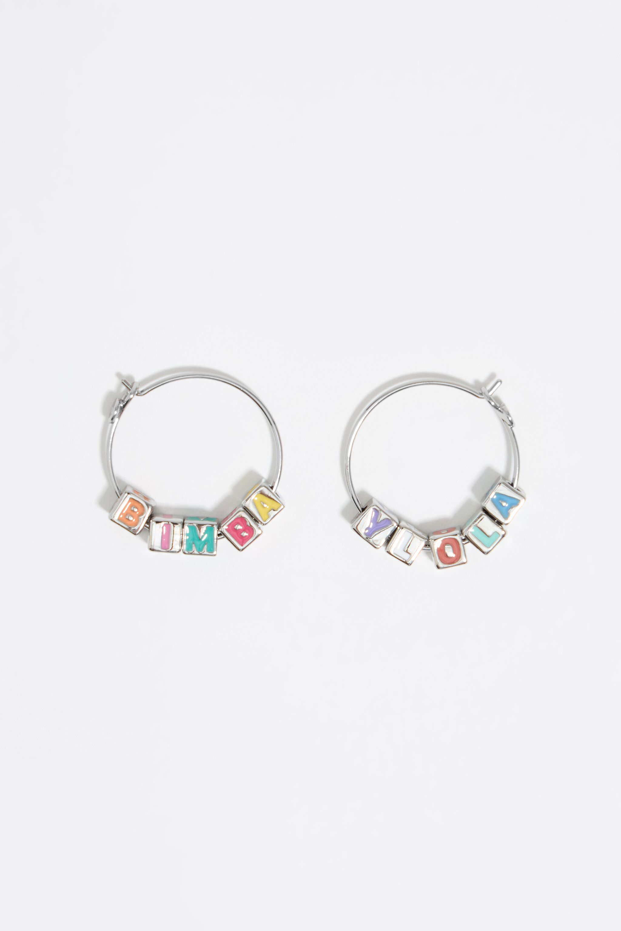 silver-tone dice logo hoop earrings