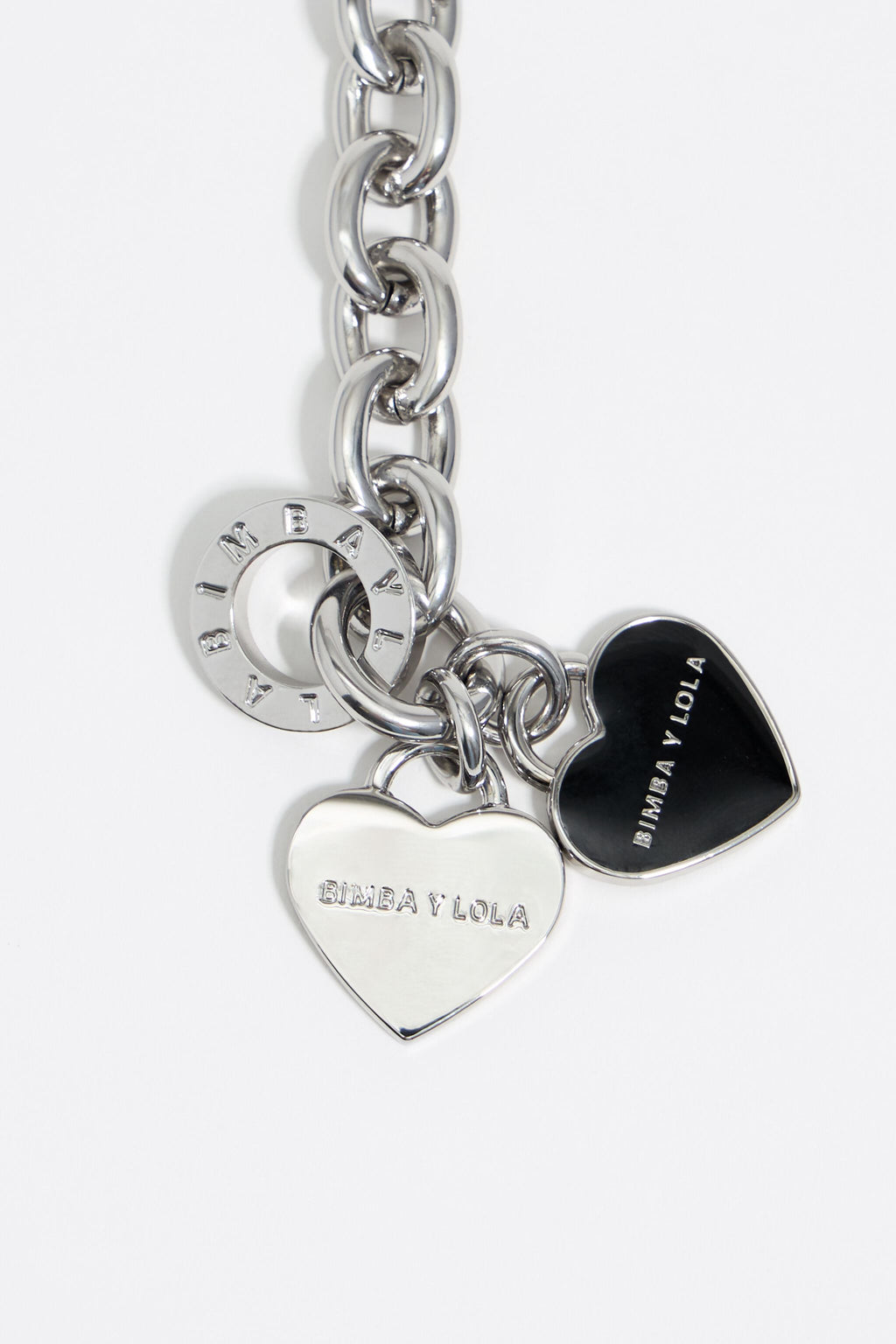 silver-tone chain and pearl heart logo bracelet